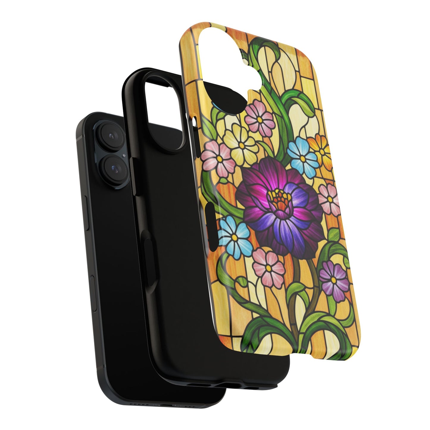 Stained Glass Phone Case - Tough Cases | Floral Design, Unique Gift for Her, Phone Accessory, Sturdy Protection, Spring Decor