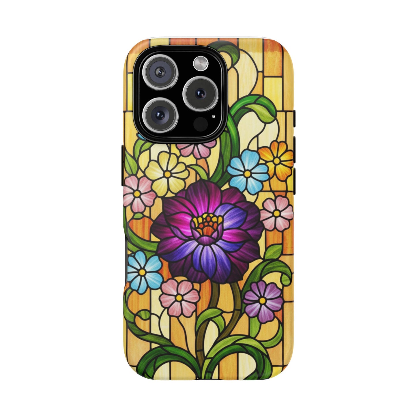 Stained Glass Phone Case - Tough Cases | Floral Design, Unique Gift for Her, Phone Accessory, Sturdy Protection, Spring Decor