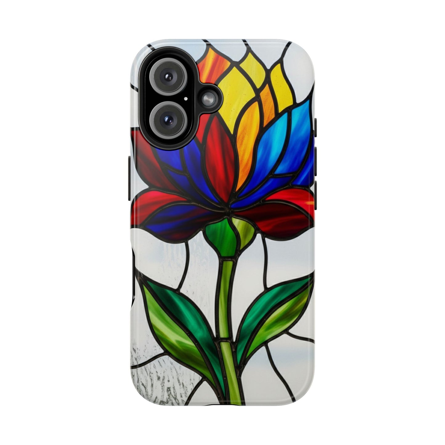 Vibrant Floral Tough Phone Case | Stained Glass Design | Perfect Gift for Nature Lovers, Durable Phone Protection, Stylish Accessory