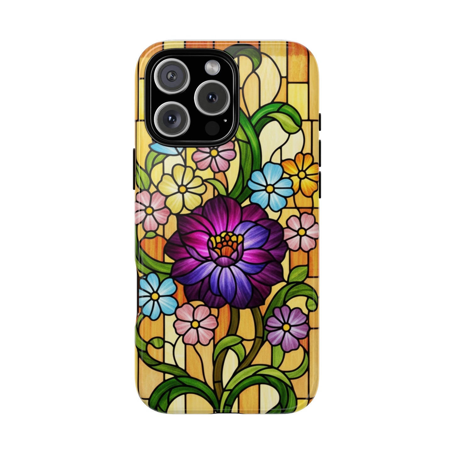 Stained Glass Phone Case - Tough Cases | Floral Design, Unique Gift for Her, Phone Accessory, Sturdy Protection, Spring Decor