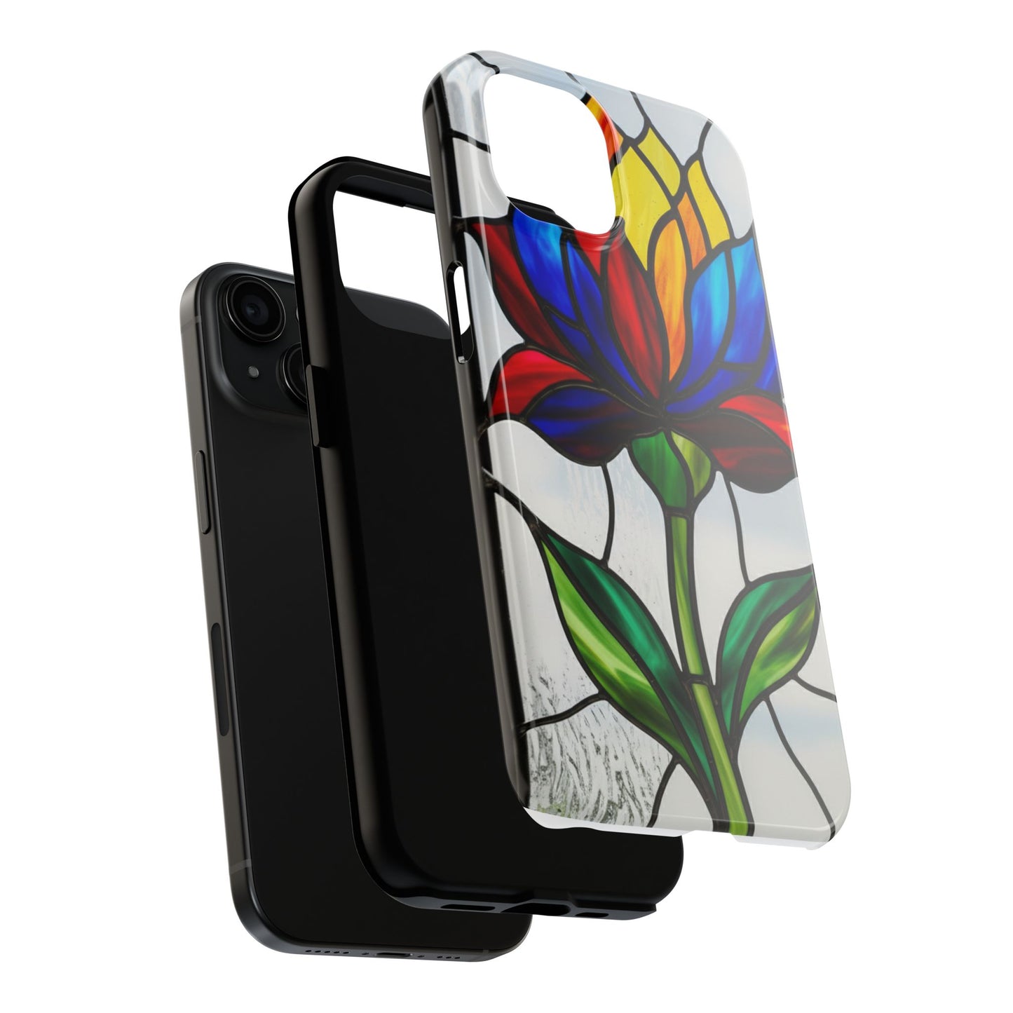 Vibrant Floral Tough Phone Case | Stained Glass Design | Perfect Gift for Nature Lovers, Durable Phone Protection, Stylish Accessory