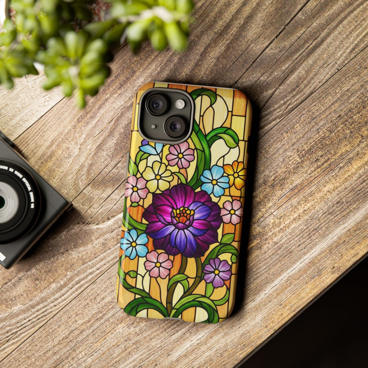 Stained Glass Phone Case - Tough Cases | Floral Design, Unique Gift for Her, Phone Accessory, Sturdy Protection, Spring Decor