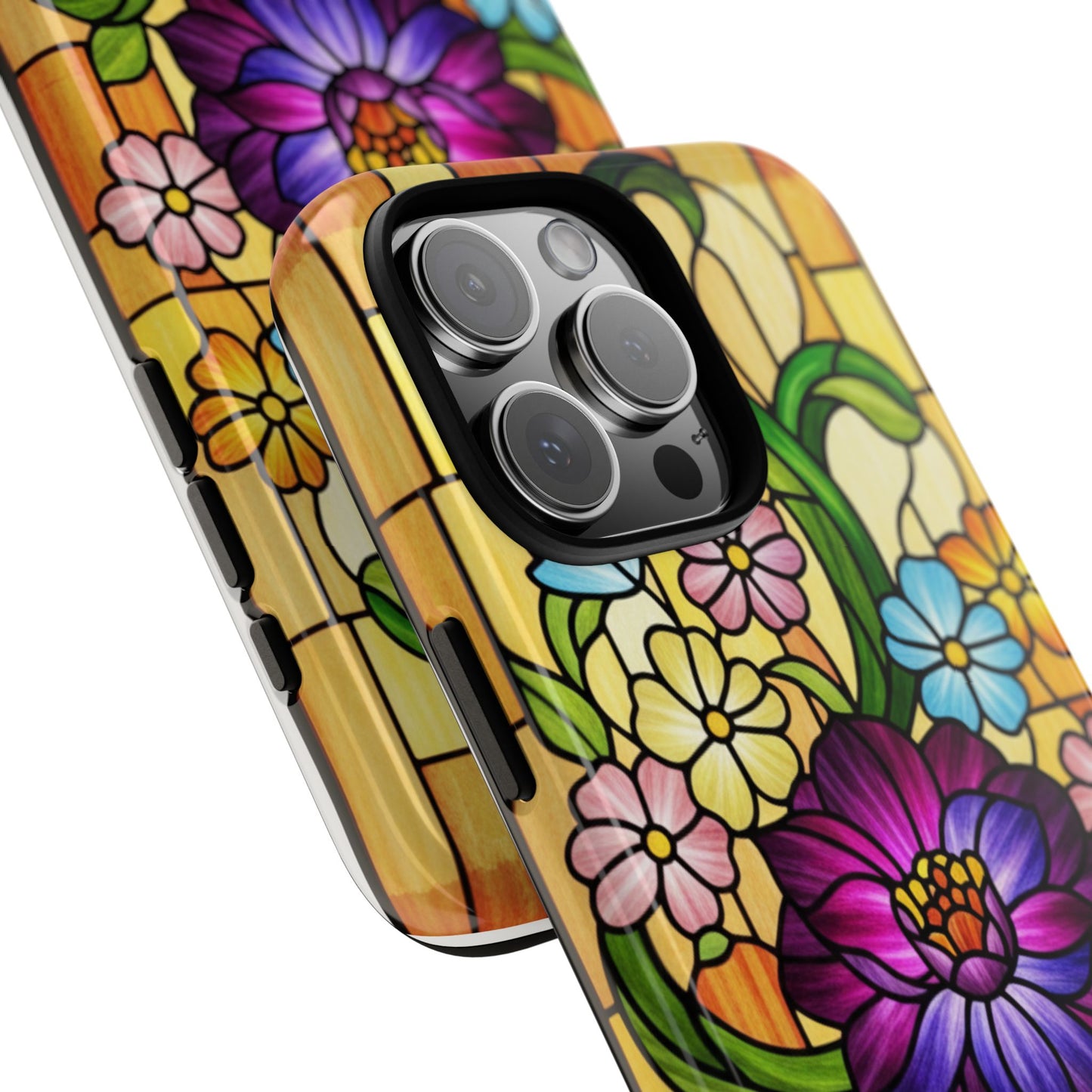 Stained Glass Phone Case - Tough Cases | Floral Design, Unique Gift for Her, Phone Accessory, Sturdy Protection, Spring Decor