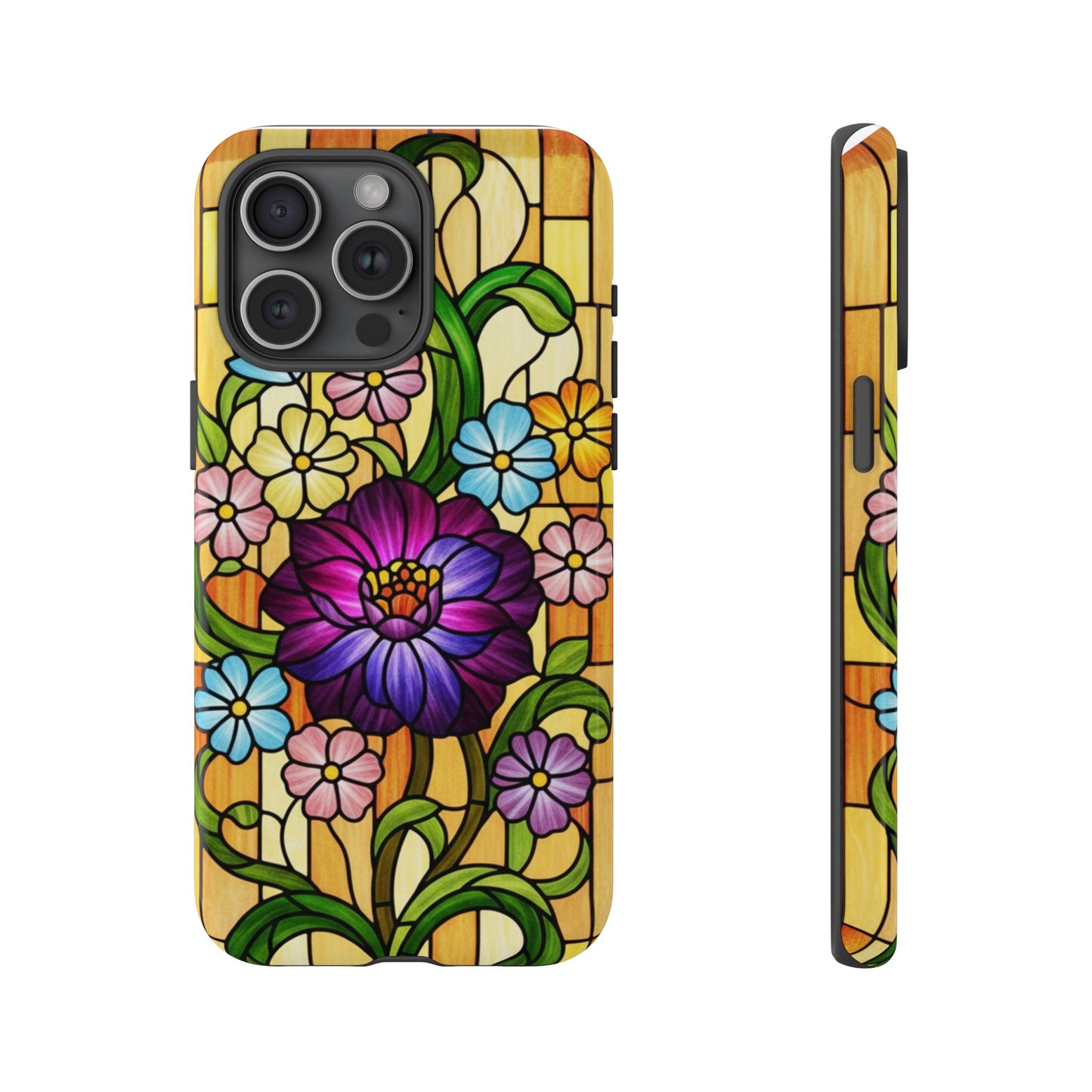 Stained Glass Phone Case - Tough Cases | Floral Design, Unique Gift for Her, Phone Accessory, Sturdy Protection, Spring Decor