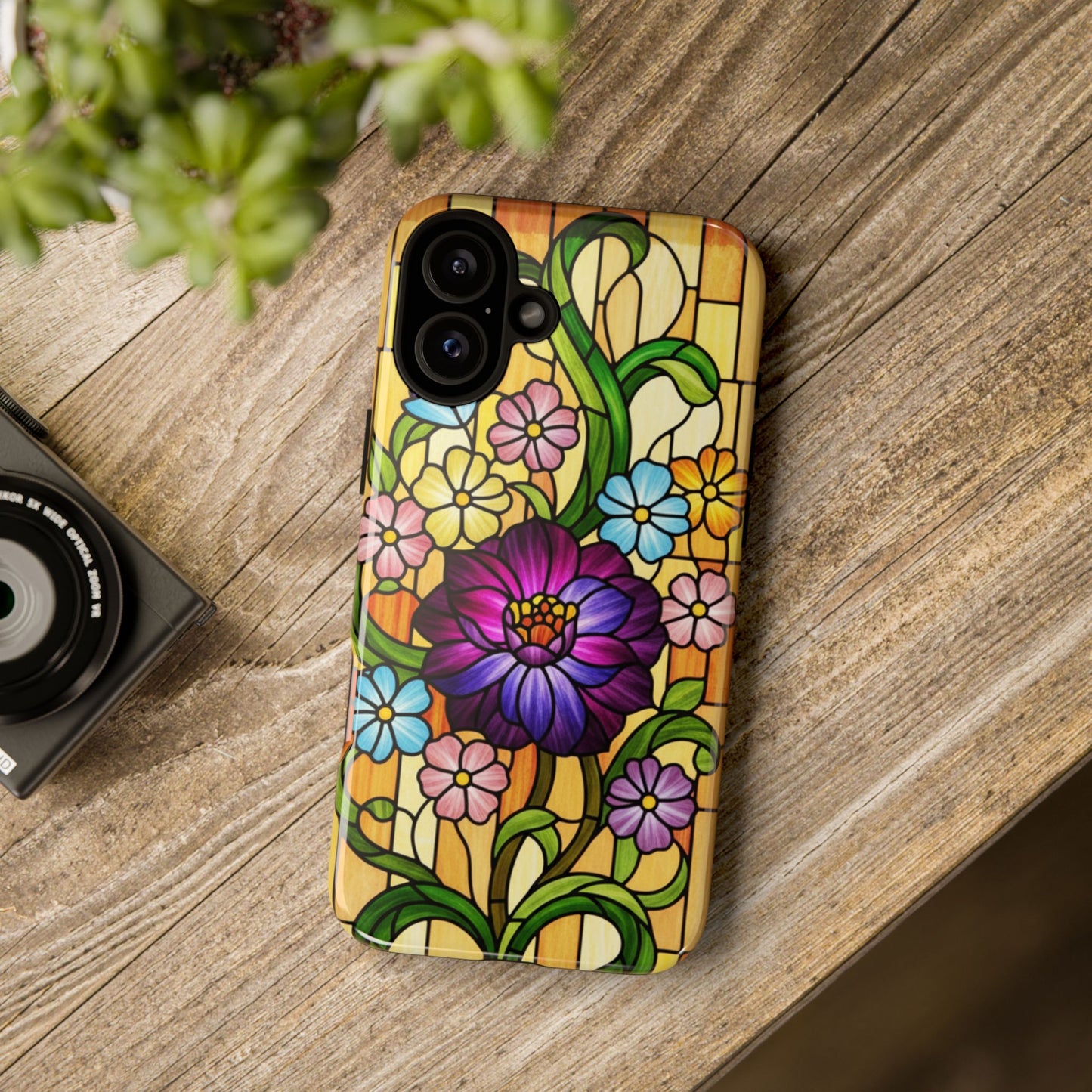 Stained Glass Phone Case - Tough Cases | Floral Design, Unique Gift for Her, Phone Accessory, Sturdy Protection, Spring Decor
