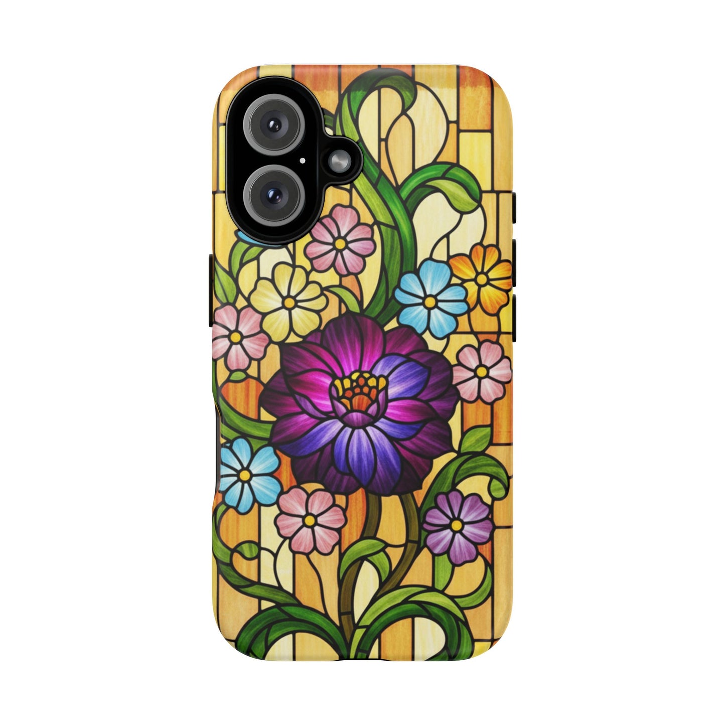 Stained Glass Phone Case - Tough Cases | Floral Design, Unique Gift for Her, Phone Accessory, Sturdy Protection, Spring Decor