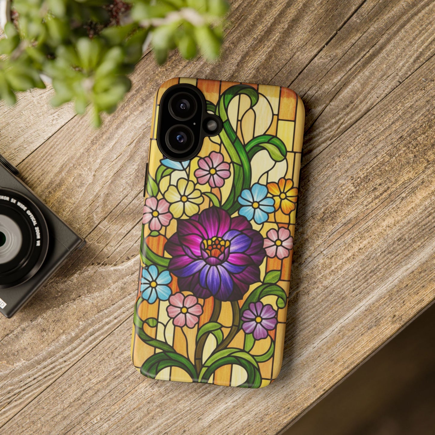 Stained Glass Phone Case - Tough Cases | Floral Design, Unique Gift for Her, Phone Accessory, Sturdy Protection, Spring Decor
