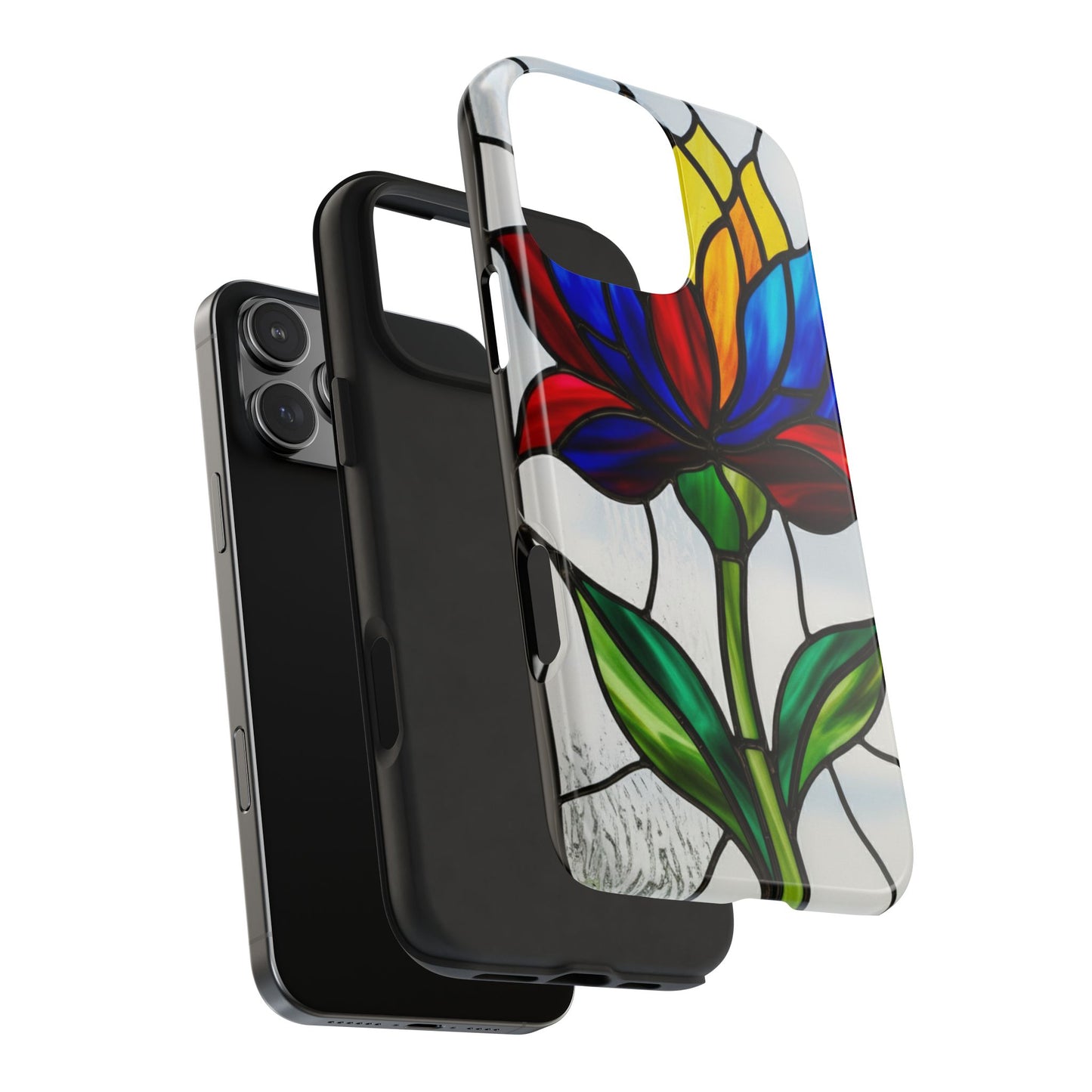 Vibrant Floral Tough Phone Case | Stained Glass Design | Perfect Gift for Nature Lovers, Durable Phone Protection, Stylish Accessory