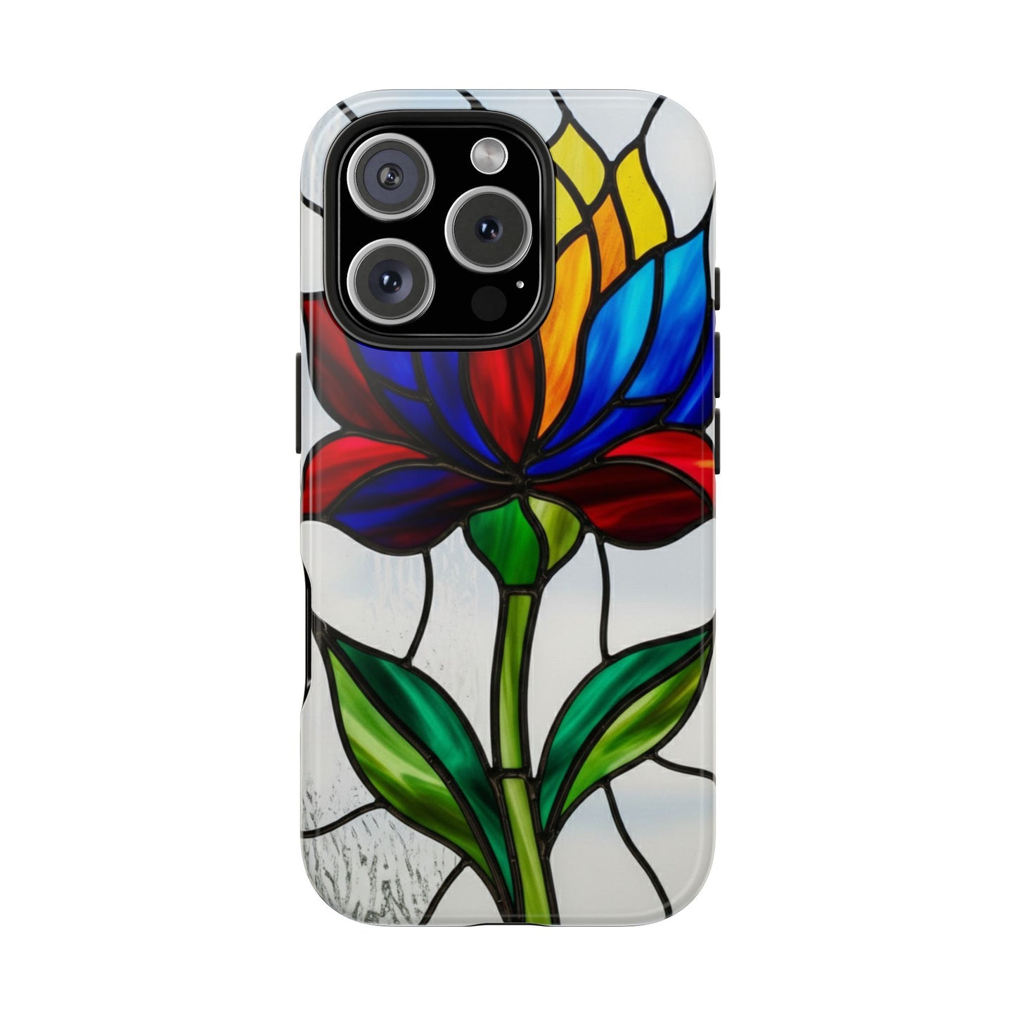 Vibrant Floral Tough Phone Case | Stained Glass Design | Perfect Gift for Nature Lovers, Durable Phone Protection, Stylish Accessory