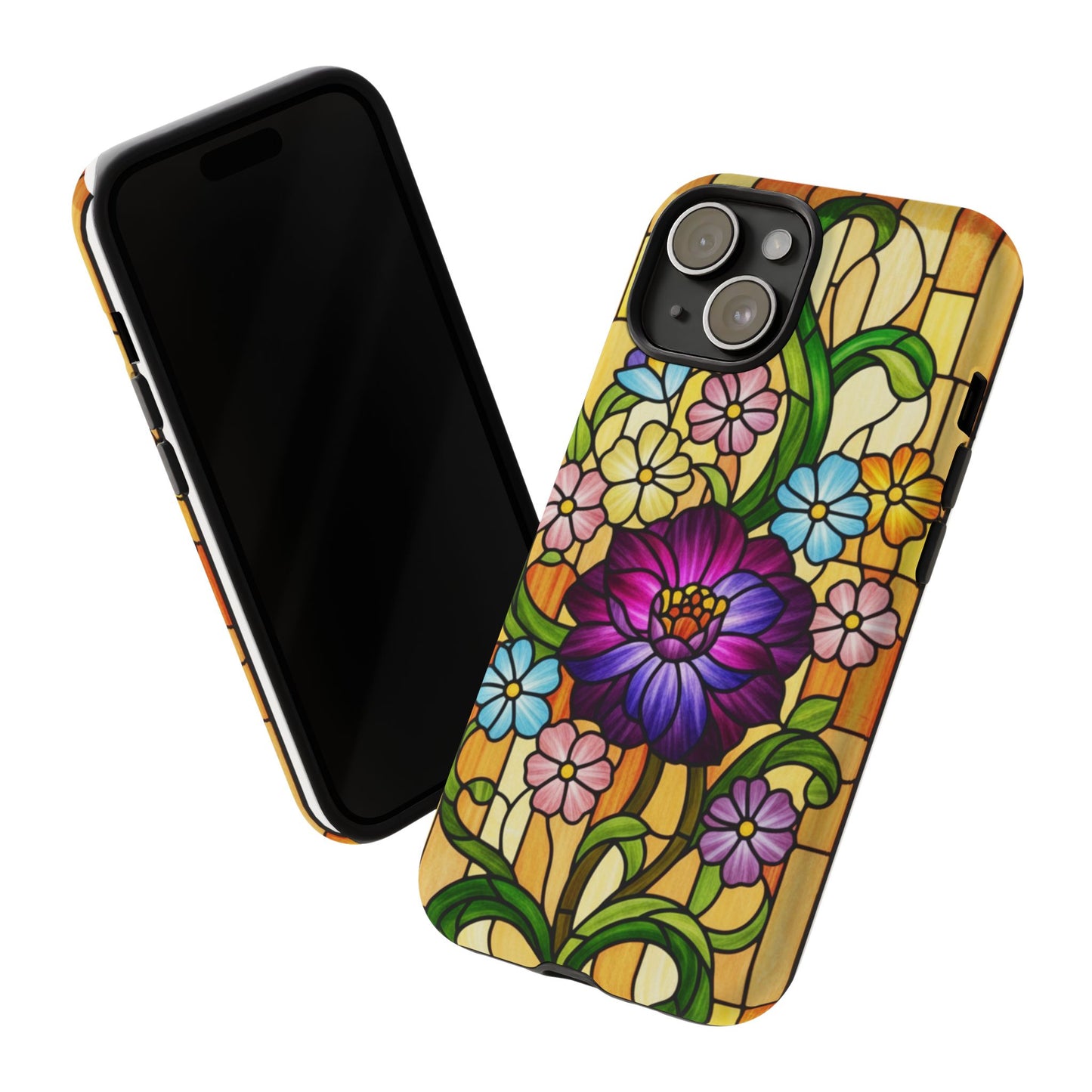 Stained Glass Phone Case - Tough Cases | Floral Design, Unique Gift for Her, Phone Accessory, Sturdy Protection, Spring Decor
