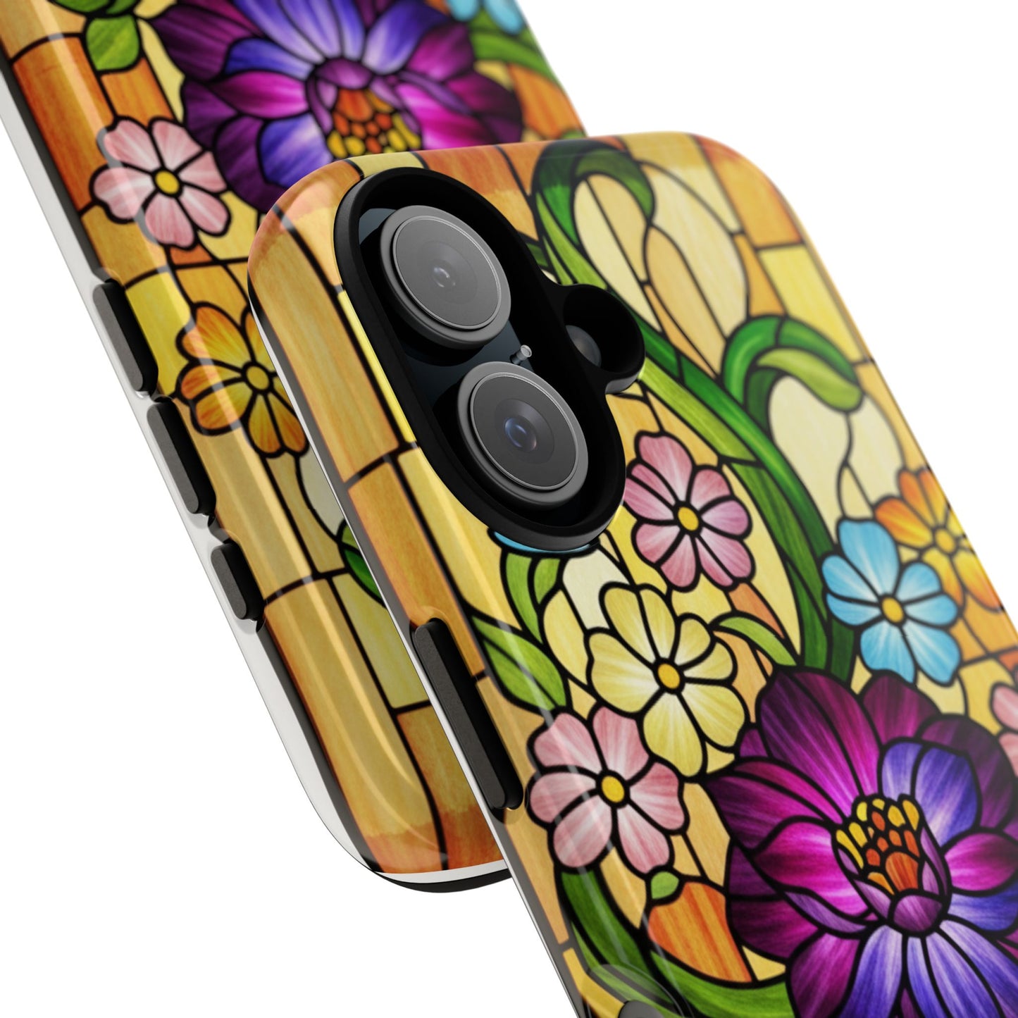 Stained Glass Phone Case - Tough Cases | Floral Design, Unique Gift for Her, Phone Accessory, Sturdy Protection, Spring Decor