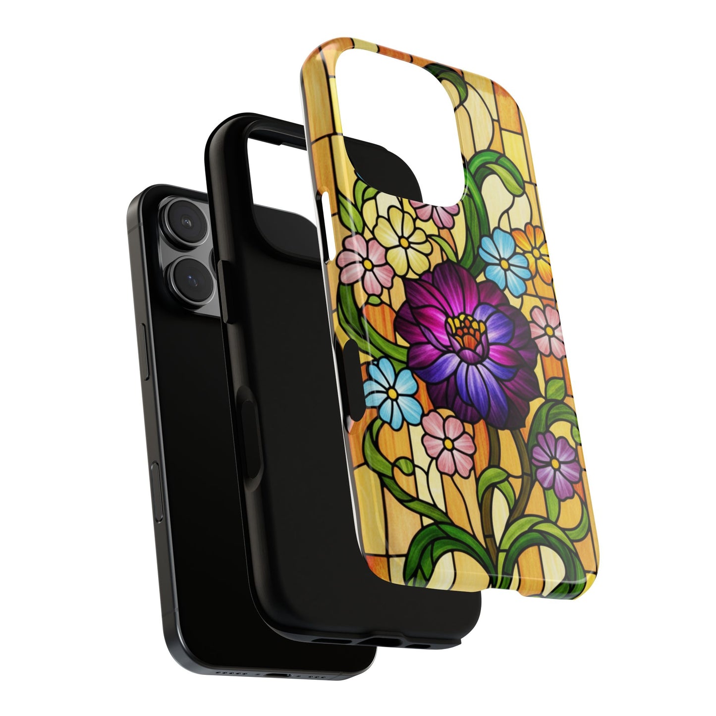 Stained Glass Phone Case - Tough Cases | Floral Design, Unique Gift for Her, Phone Accessory, Sturdy Protection, Spring Decor