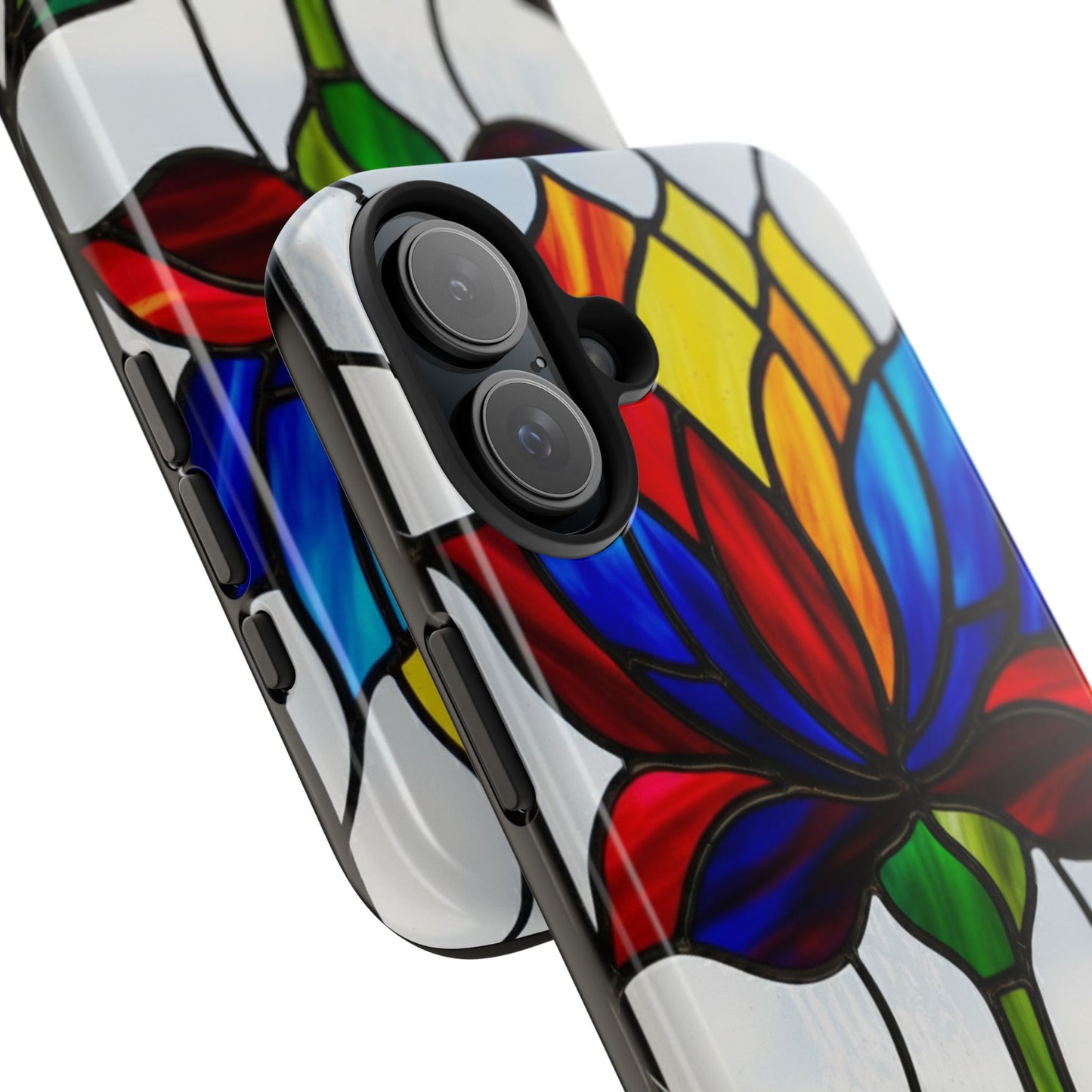 Vibrant Floral Tough Phone Case | Stained Glass Design | Perfect Gift for Nature Lovers, Durable Phone Protection, Stylish Accessory