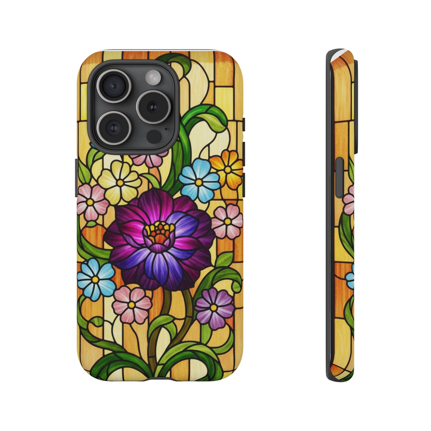 Stained Glass Phone Case - Tough Cases | Floral Design, Unique Gift for Her, Phone Accessory, Sturdy Protection, Spring Decor