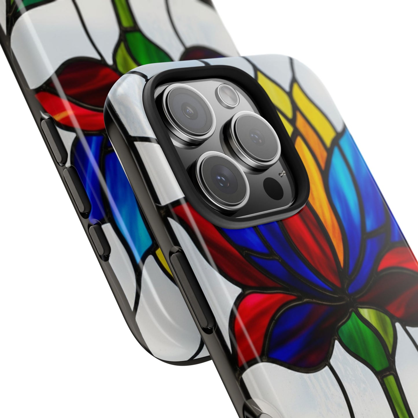 Vibrant Floral Tough Phone Case | Stained Glass Design | Perfect Gift for Nature Lovers, Durable Phone Protection, Stylish Accessory