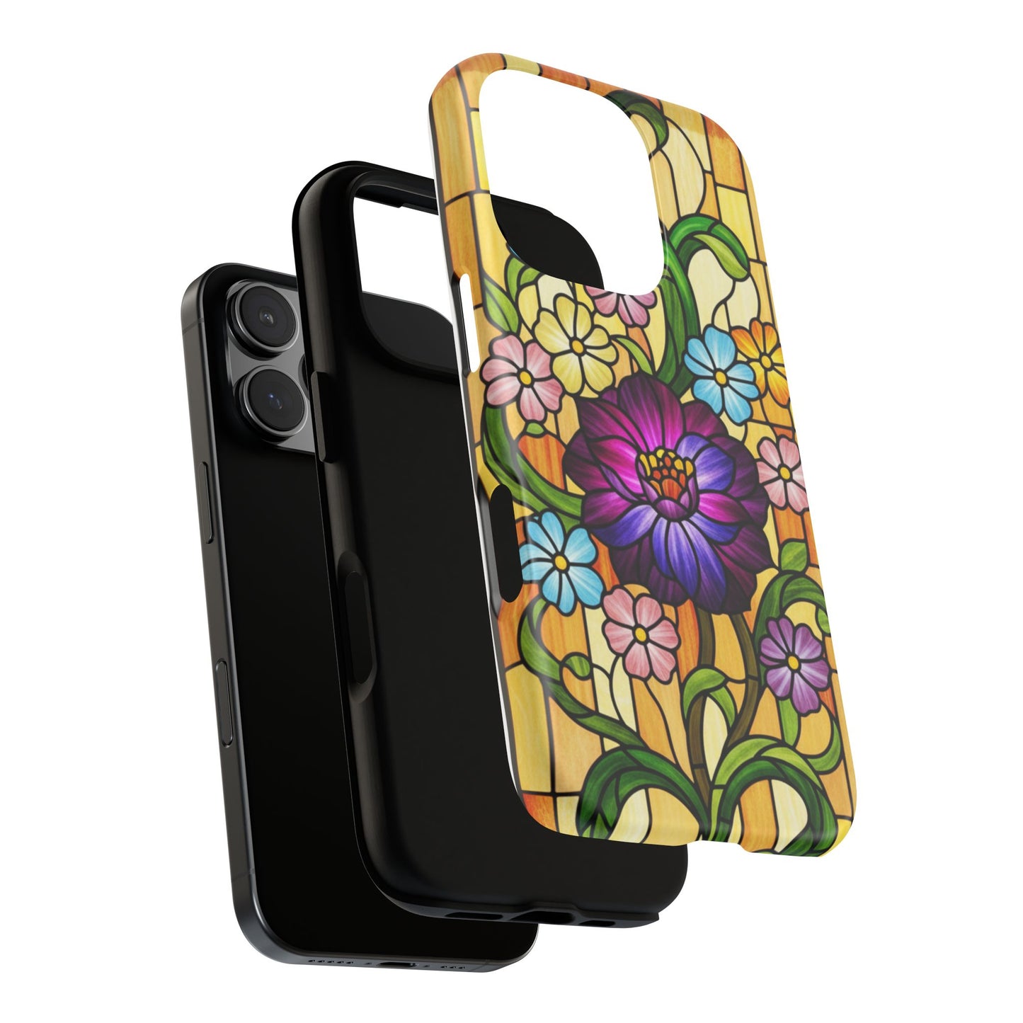 Stained Glass Phone Case - Tough Cases | Floral Design, Unique Gift for Her, Phone Accessory, Sturdy Protection, Spring Decor