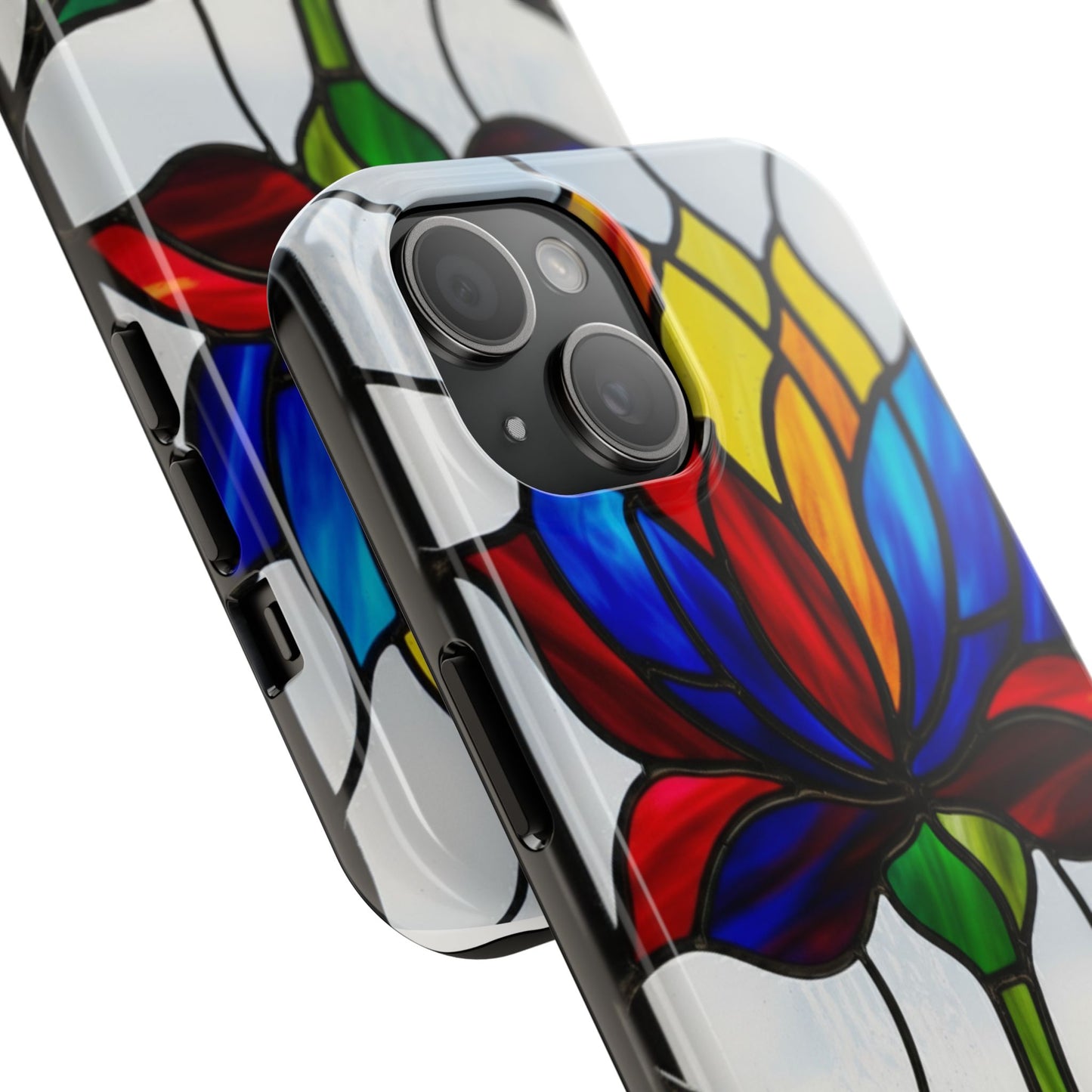 Vibrant Floral Tough Phone Case | Stained Glass Design | Perfect Gift for Nature Lovers, Durable Phone Protection, Stylish Accessory