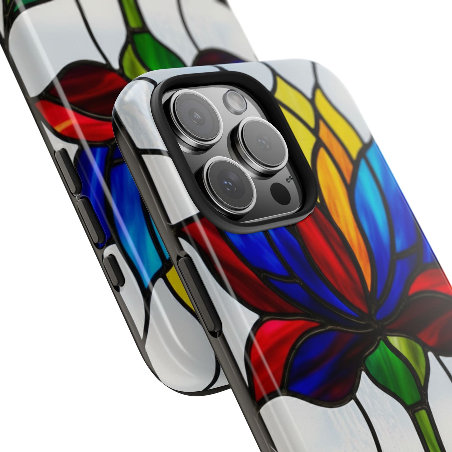 Vibrant Floral Tough Phone Case | Stained Glass Design | Perfect Gift for Nature Lovers, Durable Phone Protection, Stylish Accessory