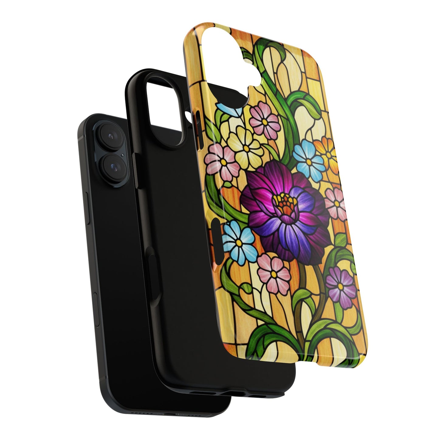 Stained Glass Phone Case - Tough Cases | Floral Design, Unique Gift for Her, Phone Accessory, Sturdy Protection, Spring Decor
