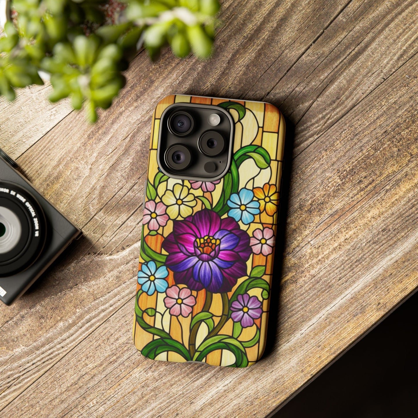 Stained Glass Phone Case - Tough Cases | Floral Design, Unique Gift for Her, Phone Accessory, Sturdy Protection, Spring Decor