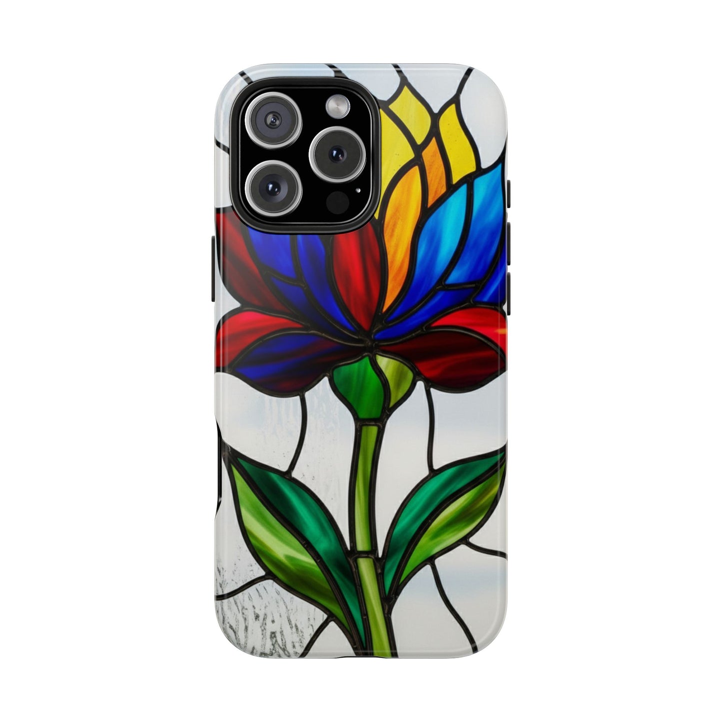 Vibrant Floral Tough Phone Case | Stained Glass Design | Perfect Gift for Nature Lovers, Durable Phone Protection, Stylish Accessory