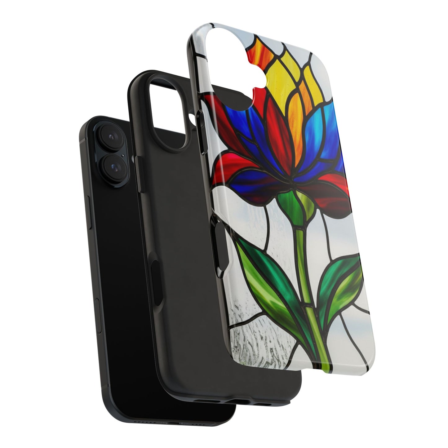 Vibrant Floral Tough Phone Case | Stained Glass Design | Perfect Gift for Nature Lovers, Durable Phone Protection, Stylish Accessory