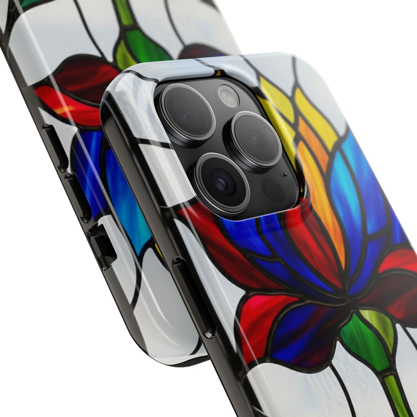 Vibrant Floral Tough Phone Case | Stained Glass Design | Perfect Gift for Nature Lovers, Durable Phone Protection, Stylish Accessory