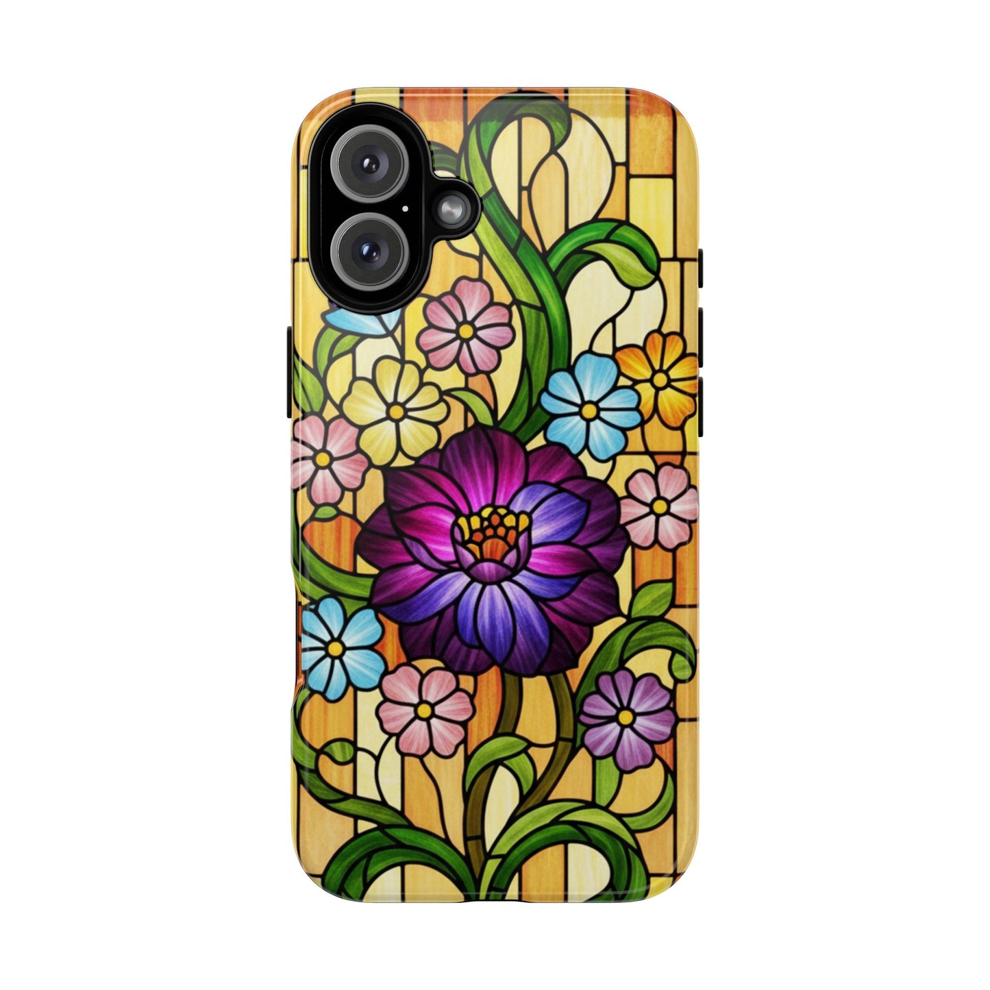 Stained Glass Phone Case - Tough Cases | Floral Design, Unique Gift for Her, Phone Accessory, Sturdy Protection, Spring Decor