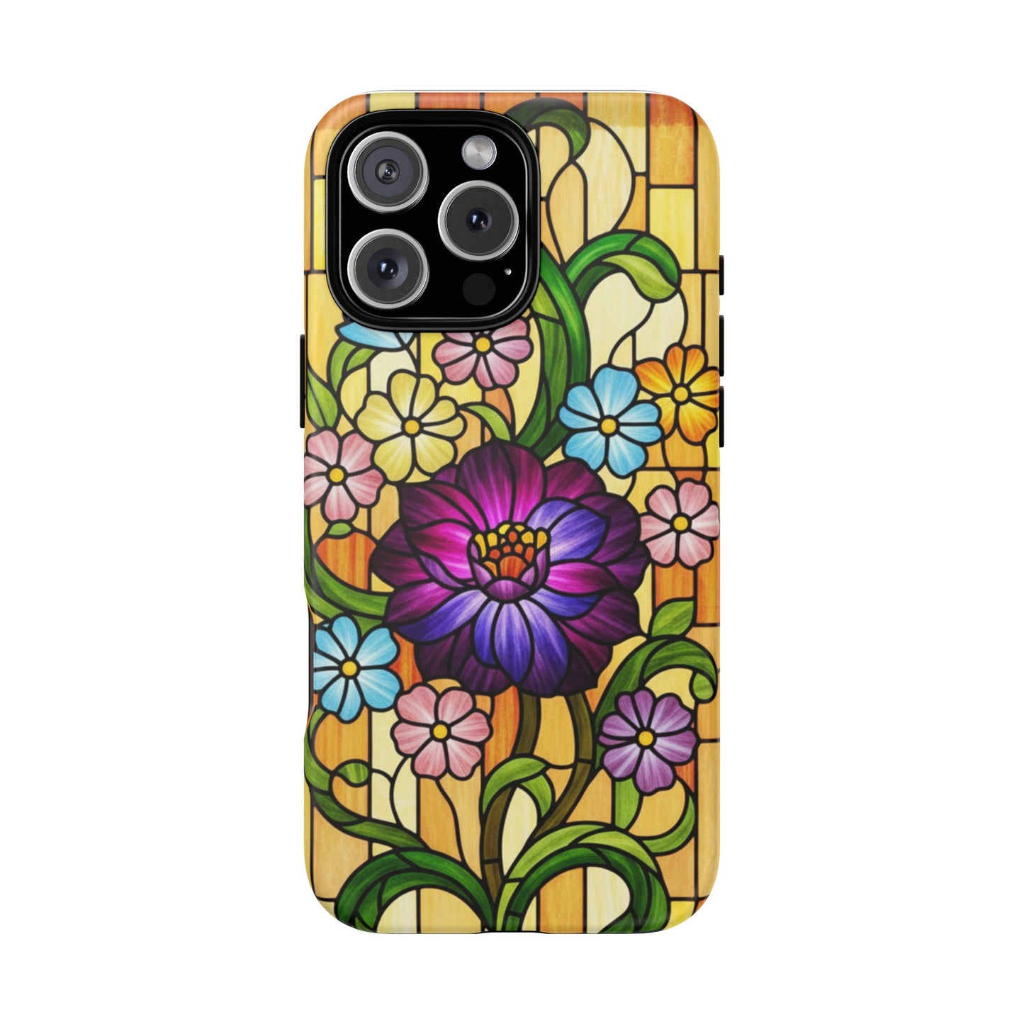 Stained Glass Phone Case - Tough Cases | Floral Design, Unique Gift for Her, Phone Accessory, Sturdy Protection, Spring Decor