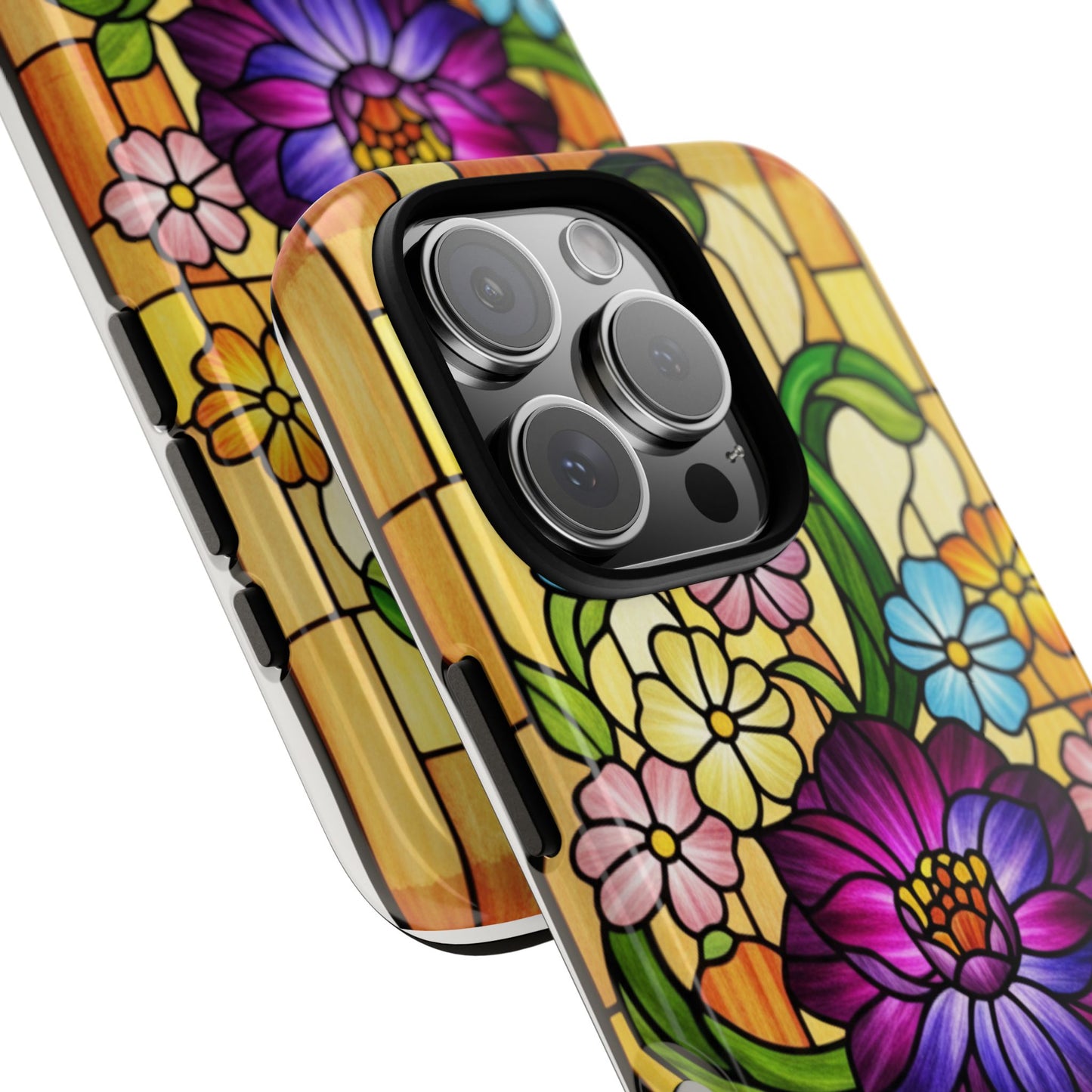 Stained Glass Phone Case - Tough Cases | Floral Design, Unique Gift for Her, Phone Accessory, Sturdy Protection, Spring Decor