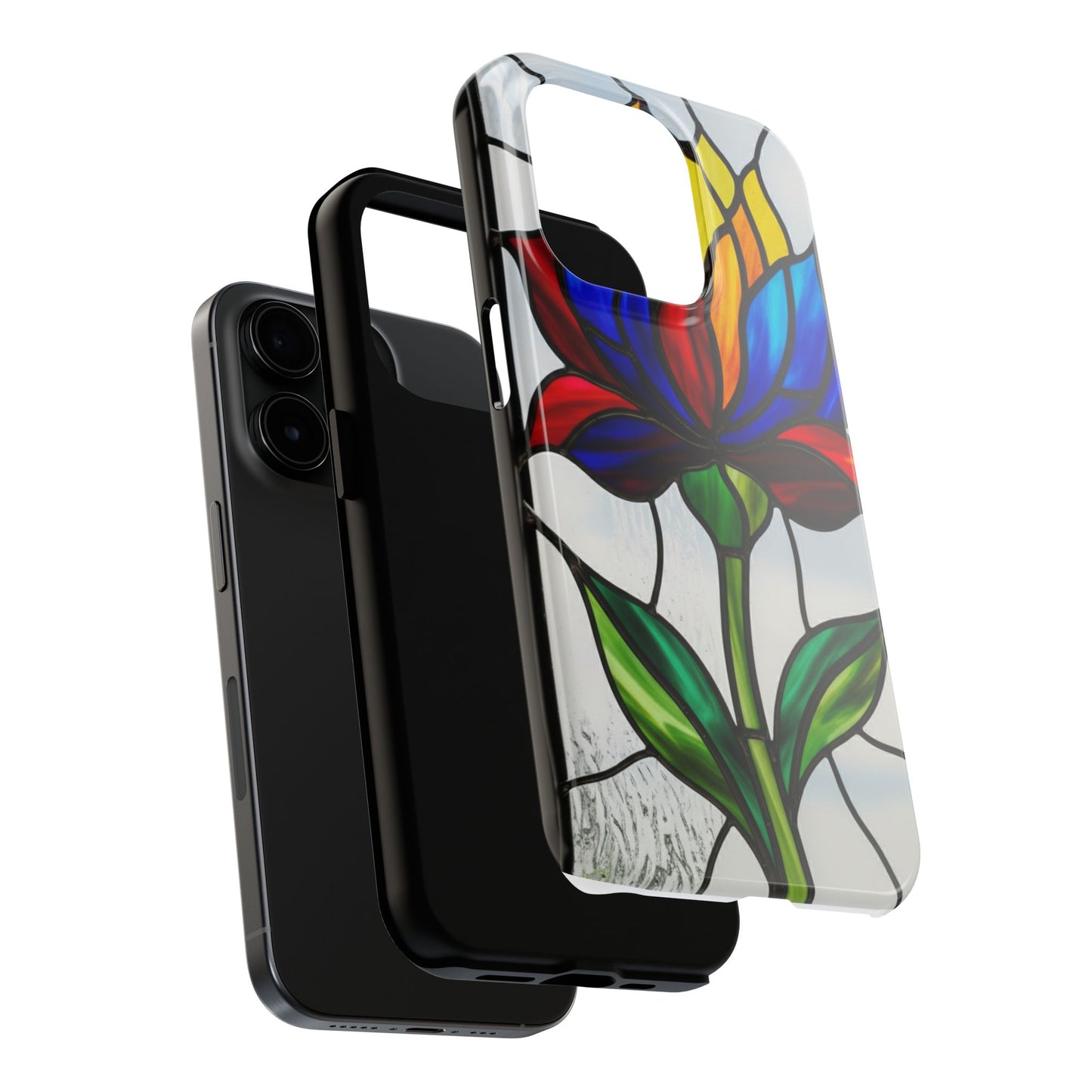 Vibrant Floral Tough Phone Case | Stained Glass Design | Perfect Gift for Nature Lovers, Durable Phone Protection, Stylish Accessory
