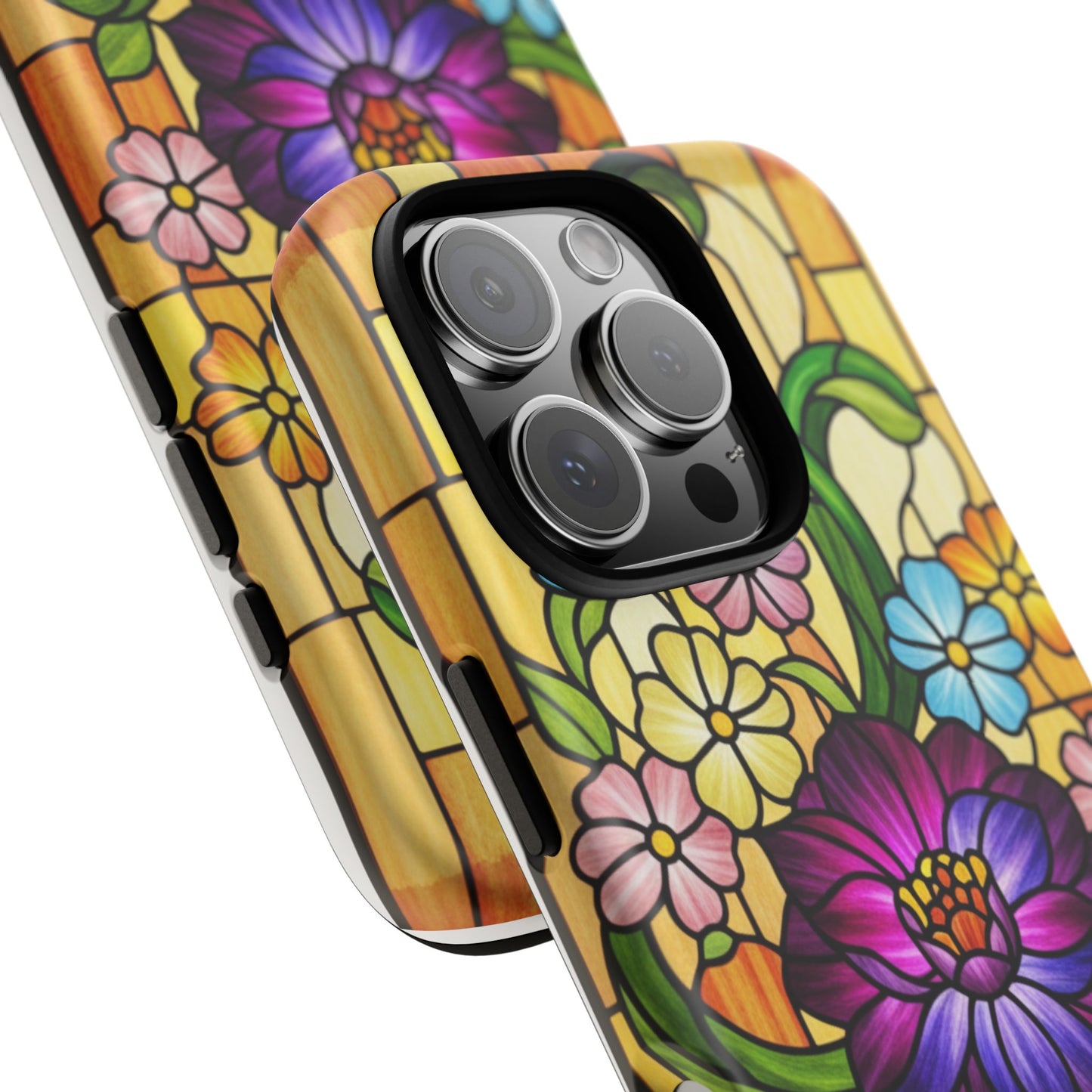 Stained Glass Phone Case - Tough Cases | Floral Design, Unique Gift for Her, Phone Accessory, Sturdy Protection, Spring Decor