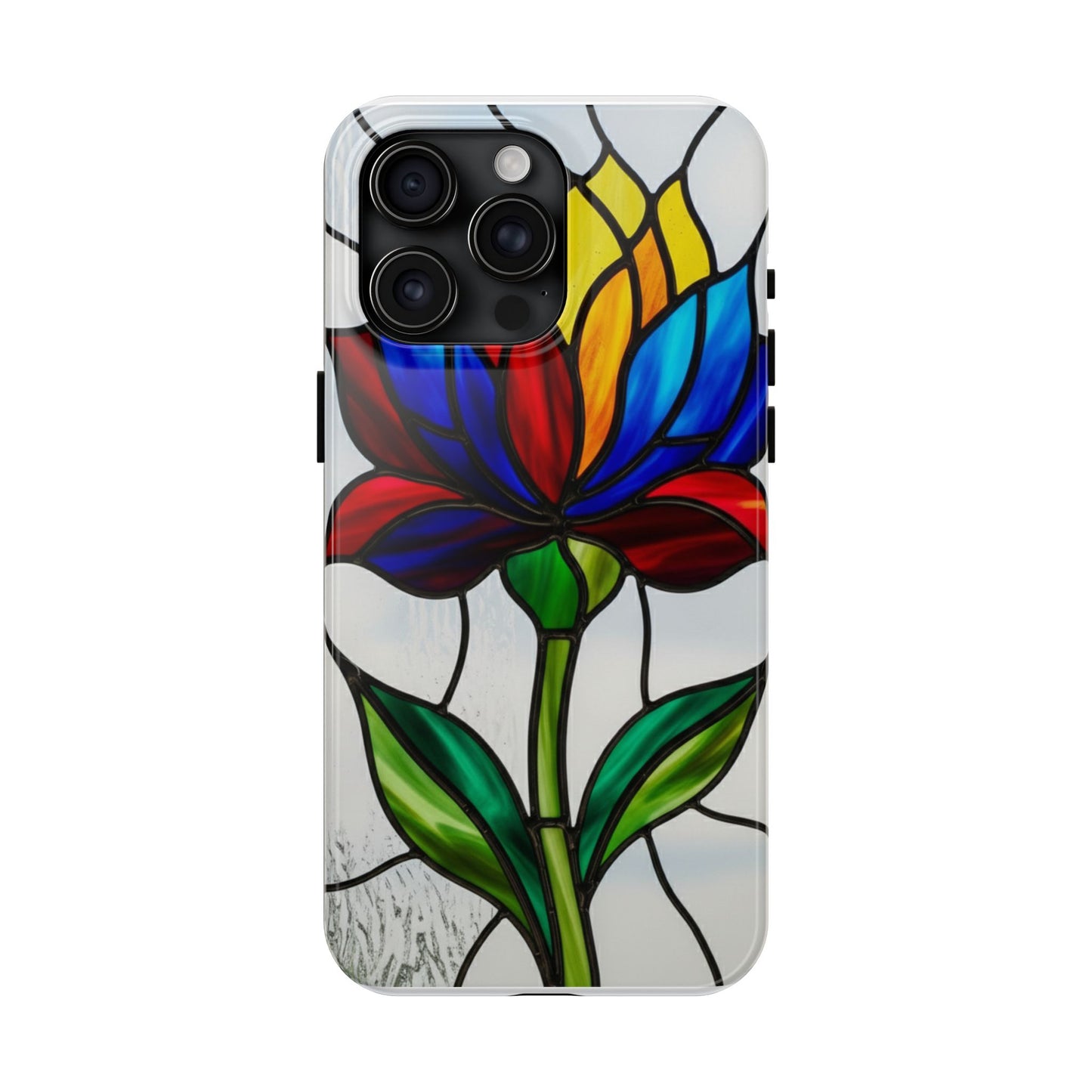 Vibrant Floral Tough Phone Case | Stained Glass Design | Perfect Gift for Nature Lovers, Durable Phone Protection, Stylish Accessory