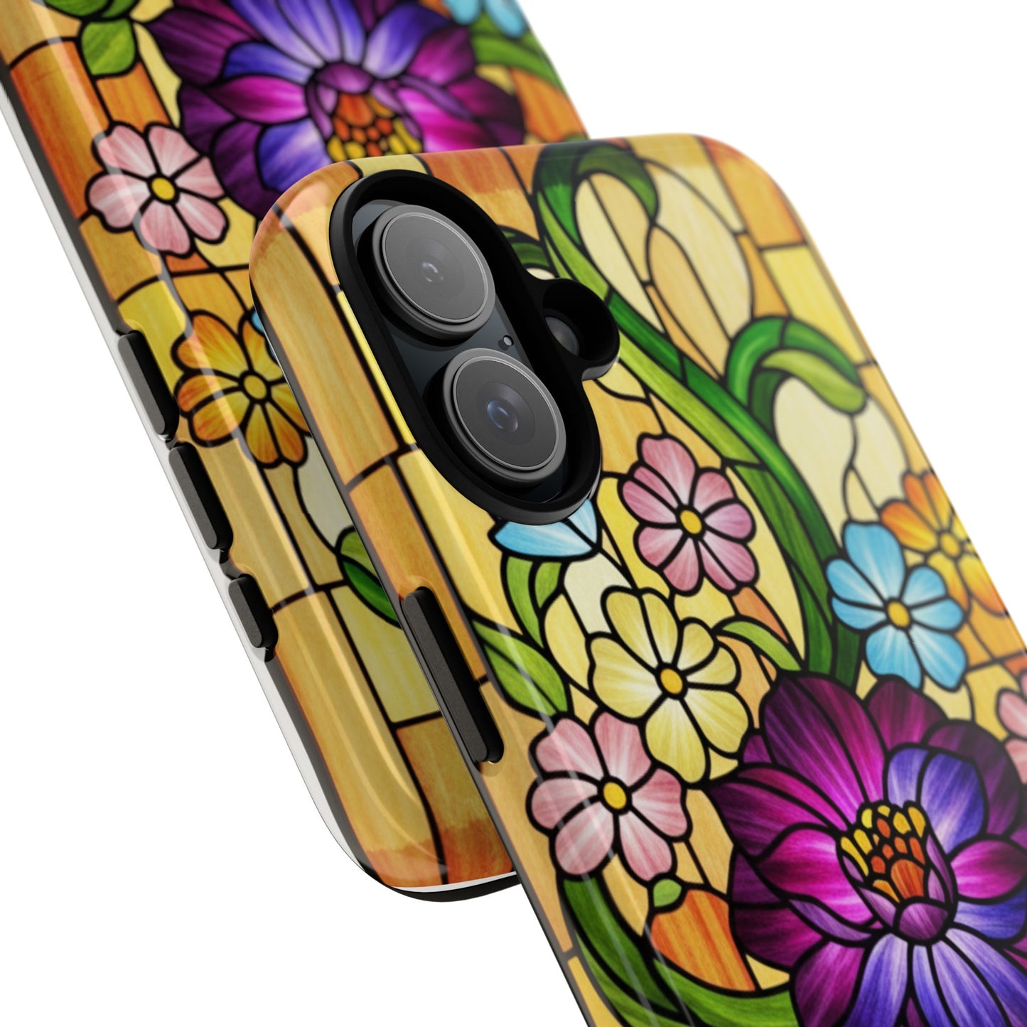 Stained Glass Phone Case - Tough Cases | Floral Design, Unique Gift for Her, Phone Accessory, Sturdy Protection, Spring Decor