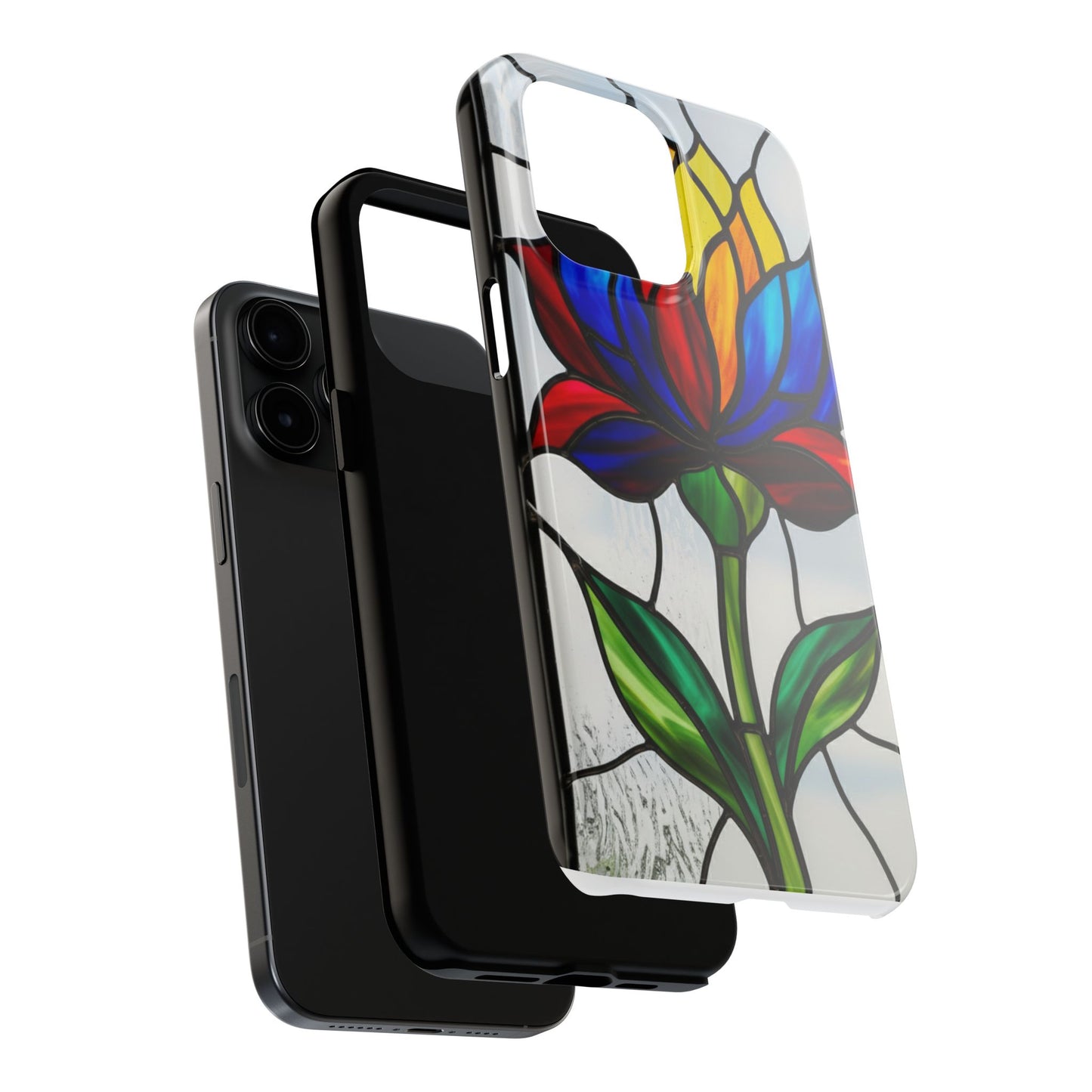 Vibrant Floral Tough Phone Case | Stained Glass Design | Perfect Gift for Nature Lovers, Durable Phone Protection, Stylish Accessory