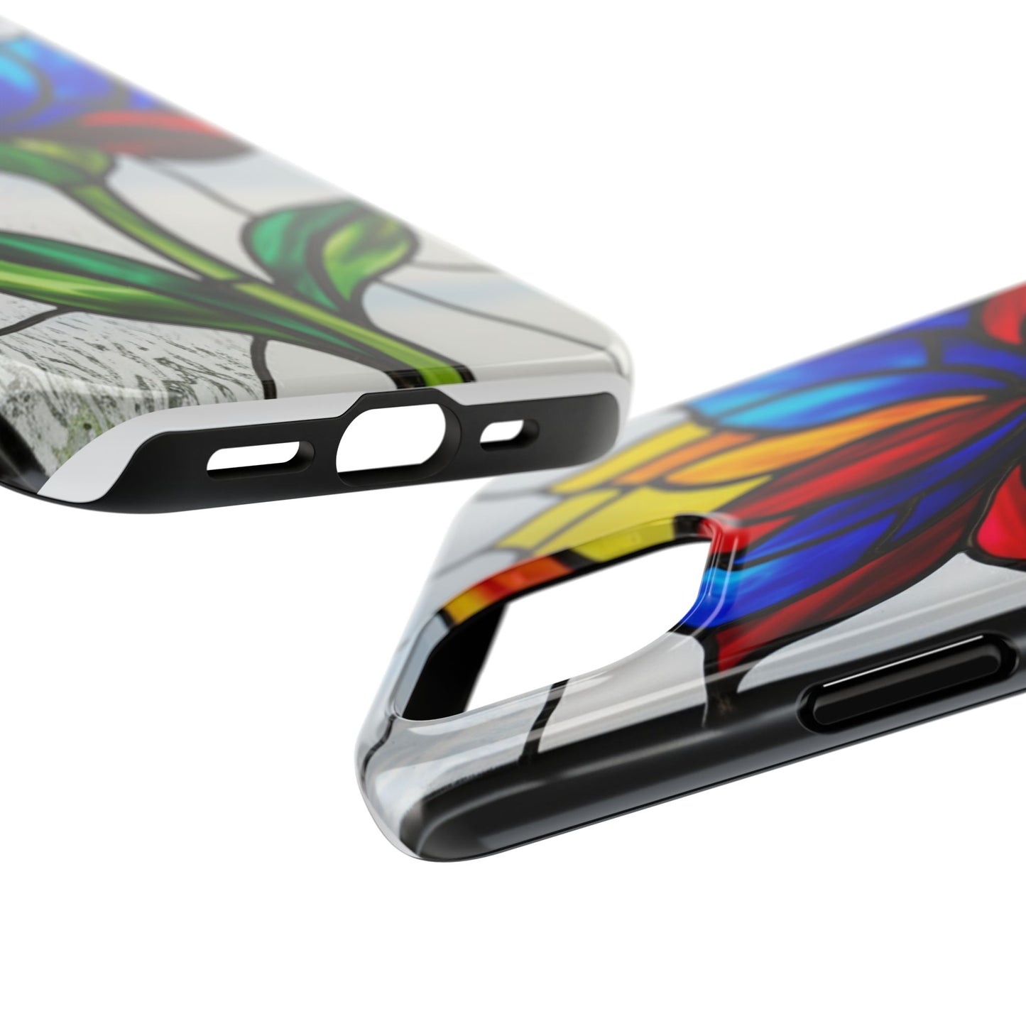 Vibrant Floral Tough Phone Case | Stained Glass Design | Perfect Gift for Nature Lovers, Durable Phone Protection, Stylish Accessory