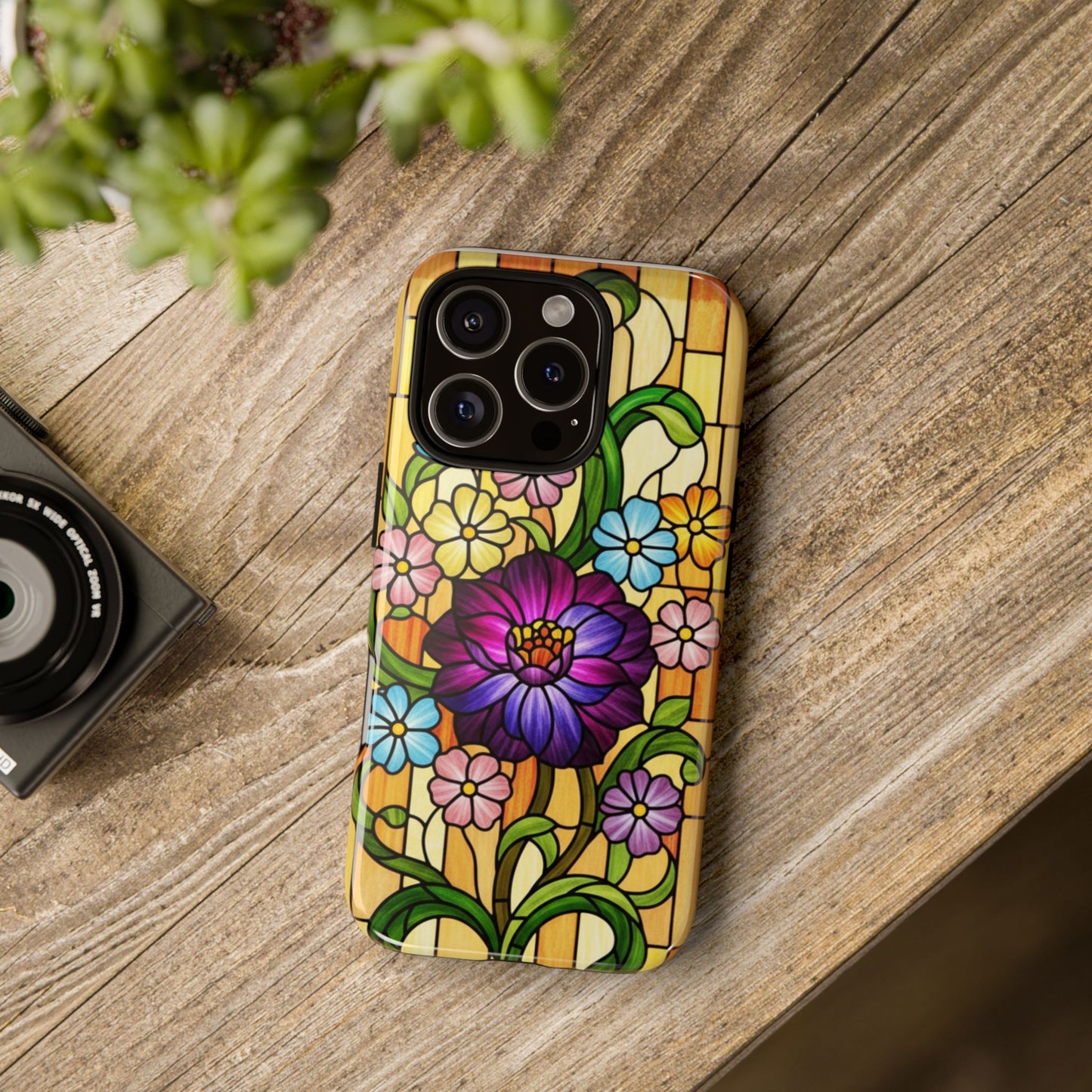 Stained Glass Phone Case - Tough Cases | Floral Design, Unique Gift for Her, Phone Accessory, Sturdy Protection, Spring Decor