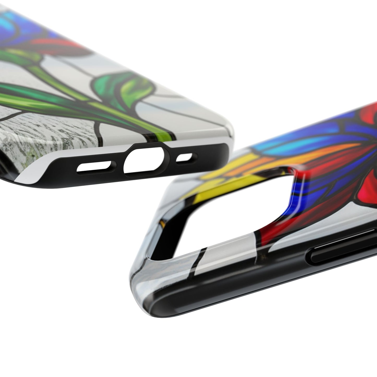 Vibrant Floral Tough Phone Case | Stained Glass Design | Perfect Gift for Nature Lovers, Durable Phone Protection, Stylish Accessory