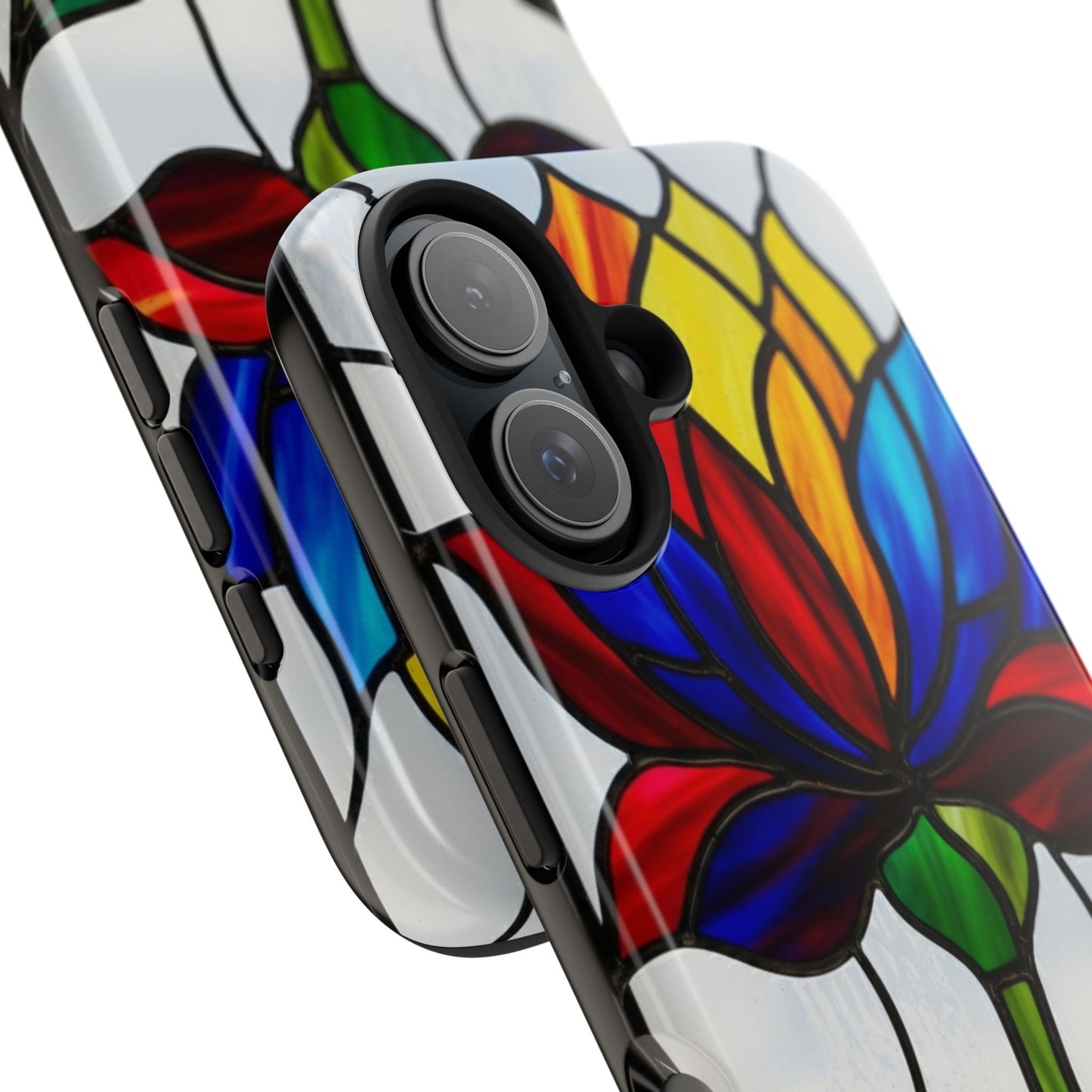 Vibrant Floral Tough Phone Case | Stained Glass Design | Perfect Gift for Nature Lovers, Durable Phone Protection, Stylish Accessory