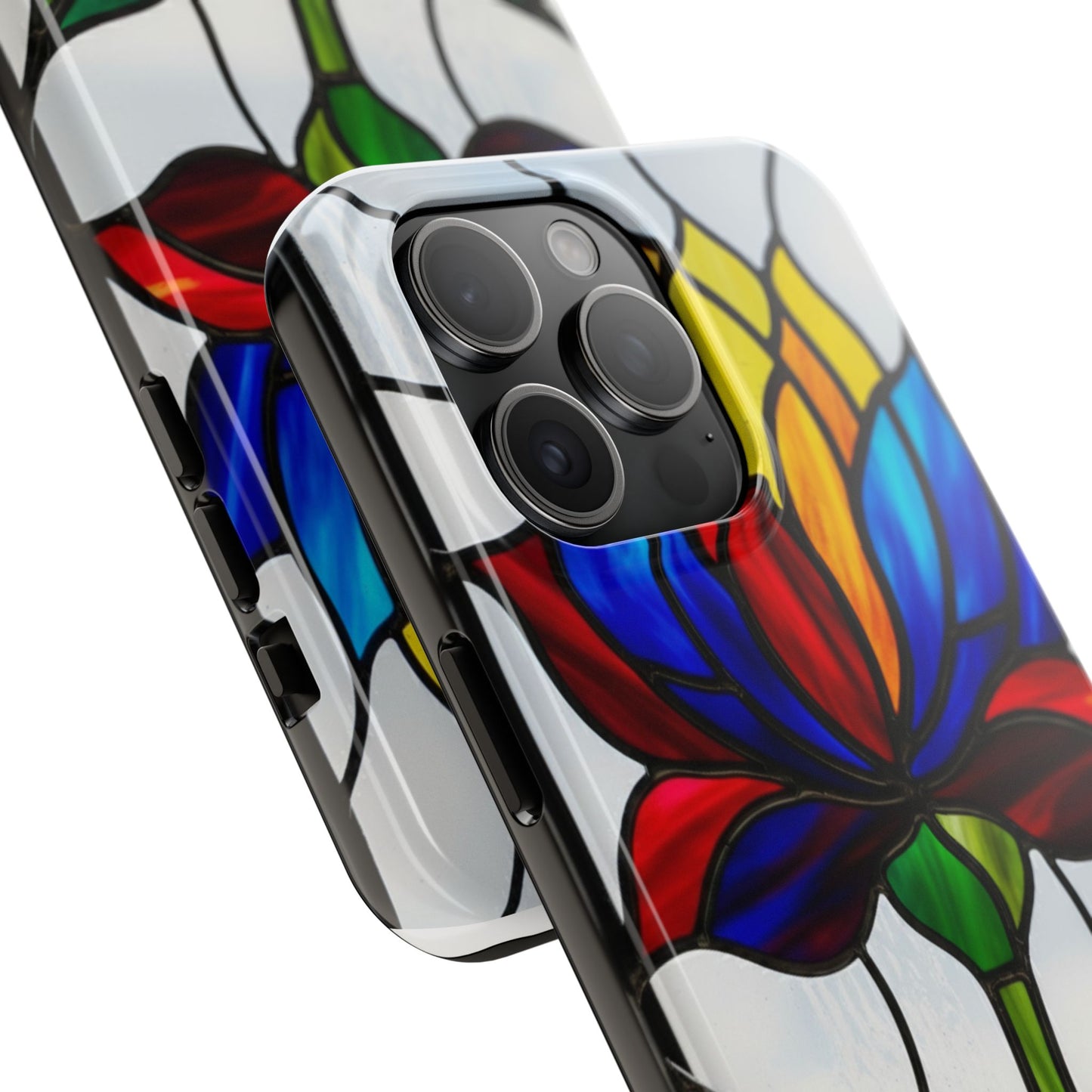 Vibrant Floral Tough Phone Case | Stained Glass Design | Perfect Gift for Nature Lovers, Durable Phone Protection, Stylish Accessory