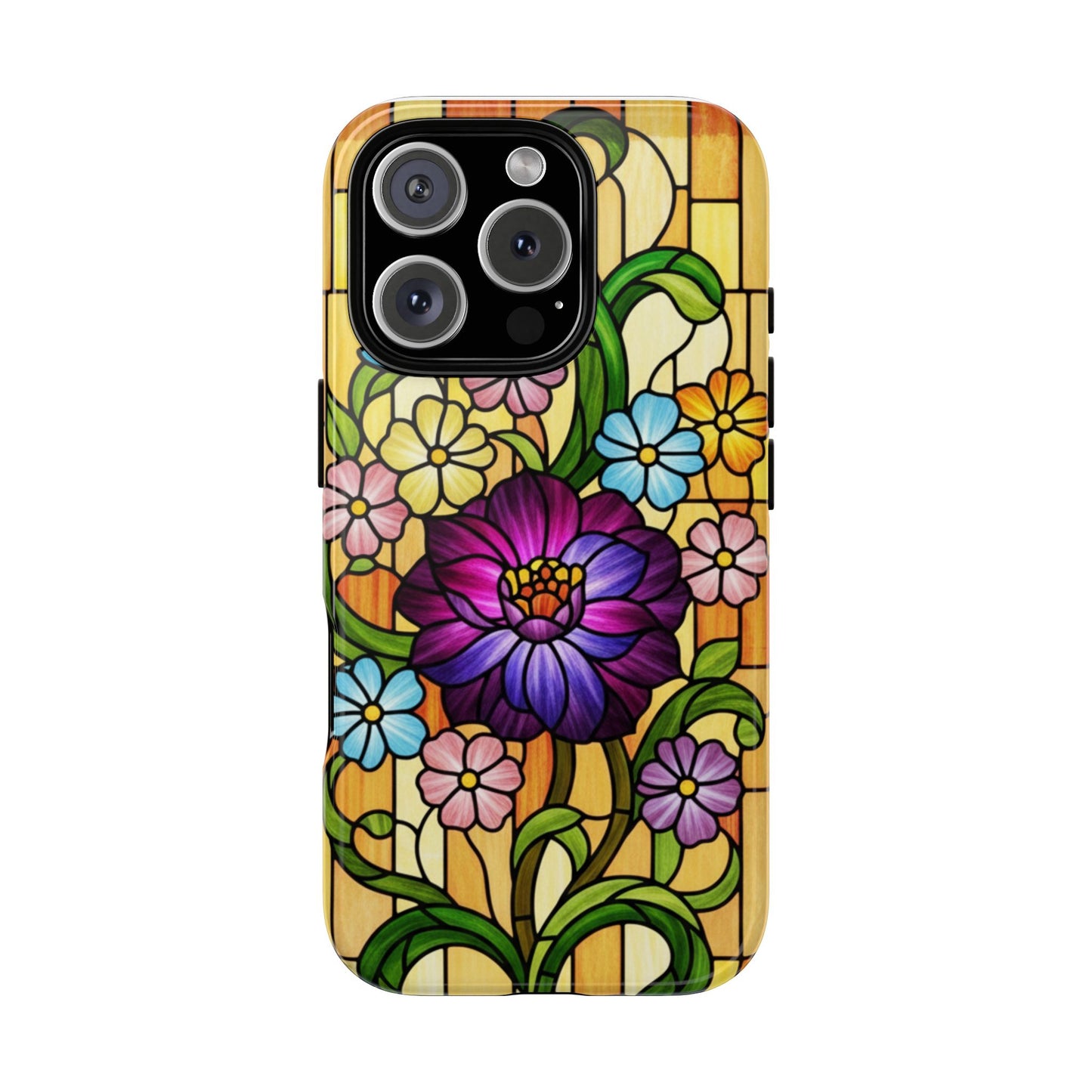 Stained Glass Phone Case - Tough Cases | Floral Design, Unique Gift for Her, Phone Accessory, Sturdy Protection, Spring Decor