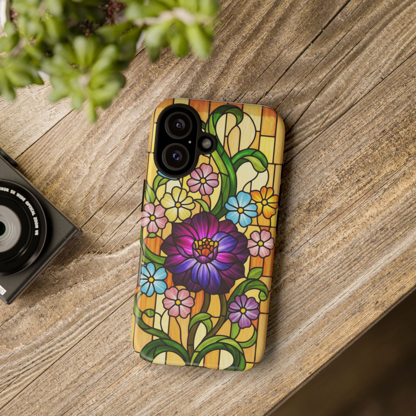 Stained Glass Phone Case - Tough Cases | Floral Design, Unique Gift for Her, Phone Accessory, Sturdy Protection, Spring Decor