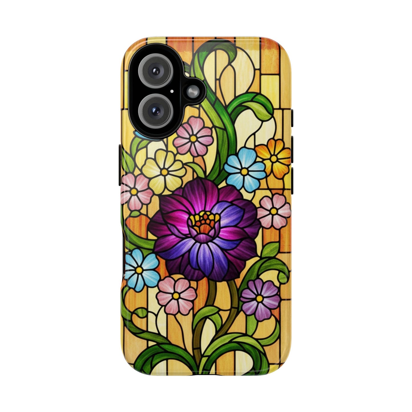 Stained Glass Phone Case - Tough Cases | Floral Design, Unique Gift for Her, Phone Accessory, Sturdy Protection, Spring Decor