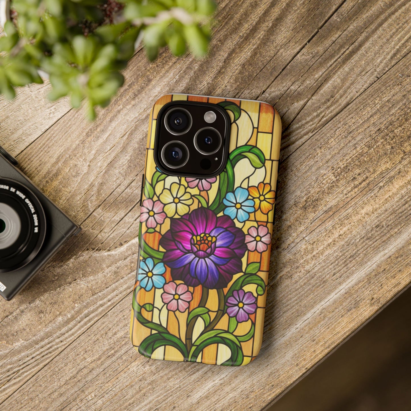 Stained Glass Phone Case - Tough Cases | Floral Design, Unique Gift for Her, Phone Accessory, Sturdy Protection, Spring Decor