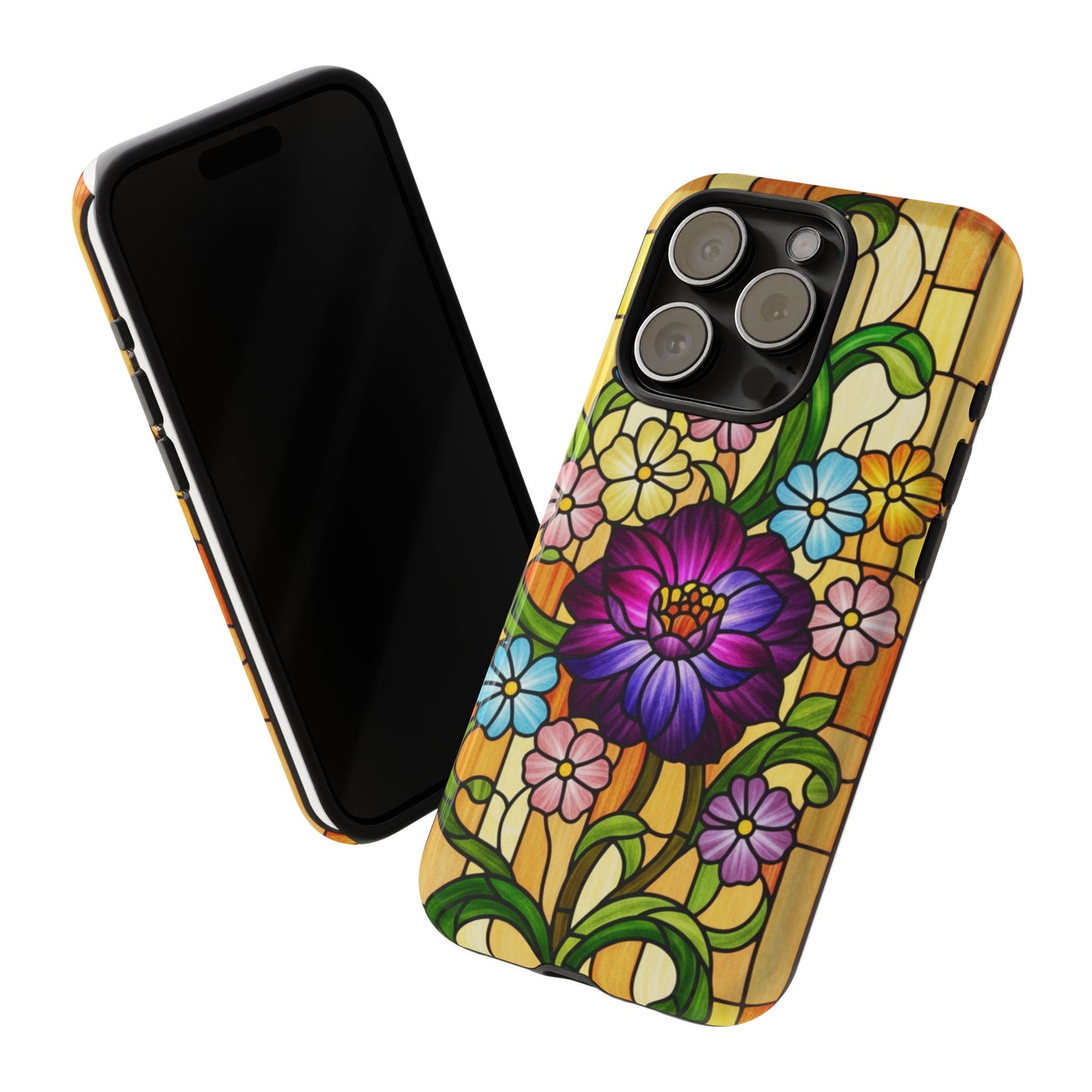 Stained Glass Phone Case - Tough Cases | Floral Design, Unique Gift for Her, Phone Accessory, Sturdy Protection, Spring Decor