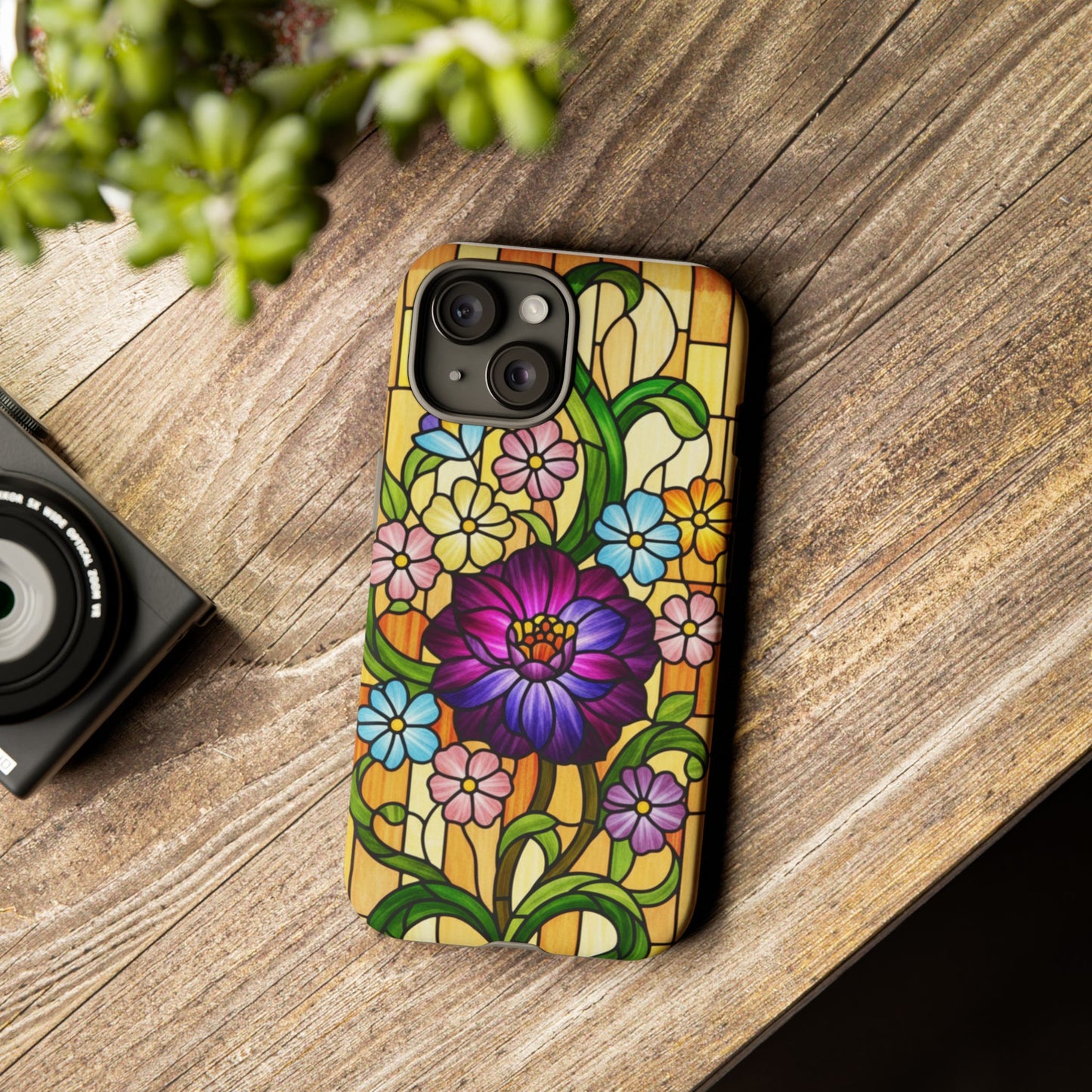 Stained Glass Phone Case - Tough Cases | Floral Design, Unique Gift for Her, Phone Accessory, Sturdy Protection, Spring Decor