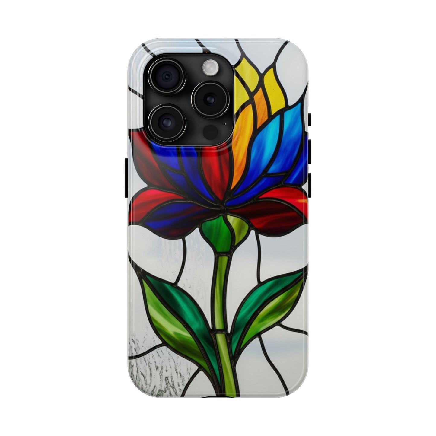 Vibrant Floral Tough Phone Case | Stained Glass Design | Perfect Gift for Nature Lovers, Durable Phone Protection, Stylish Accessory