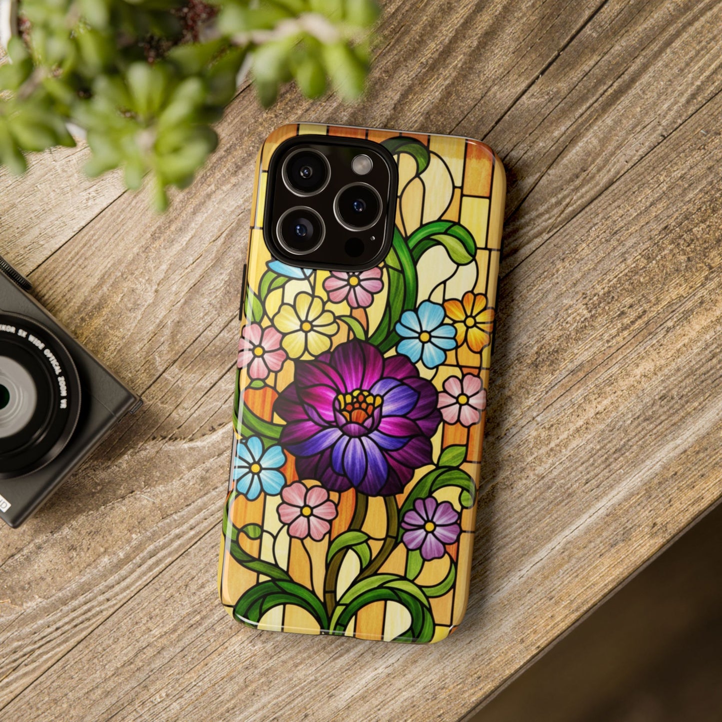 Stained Glass Phone Case - Tough Cases | Floral Design, Unique Gift for Her, Phone Accessory, Sturdy Protection, Spring Decor