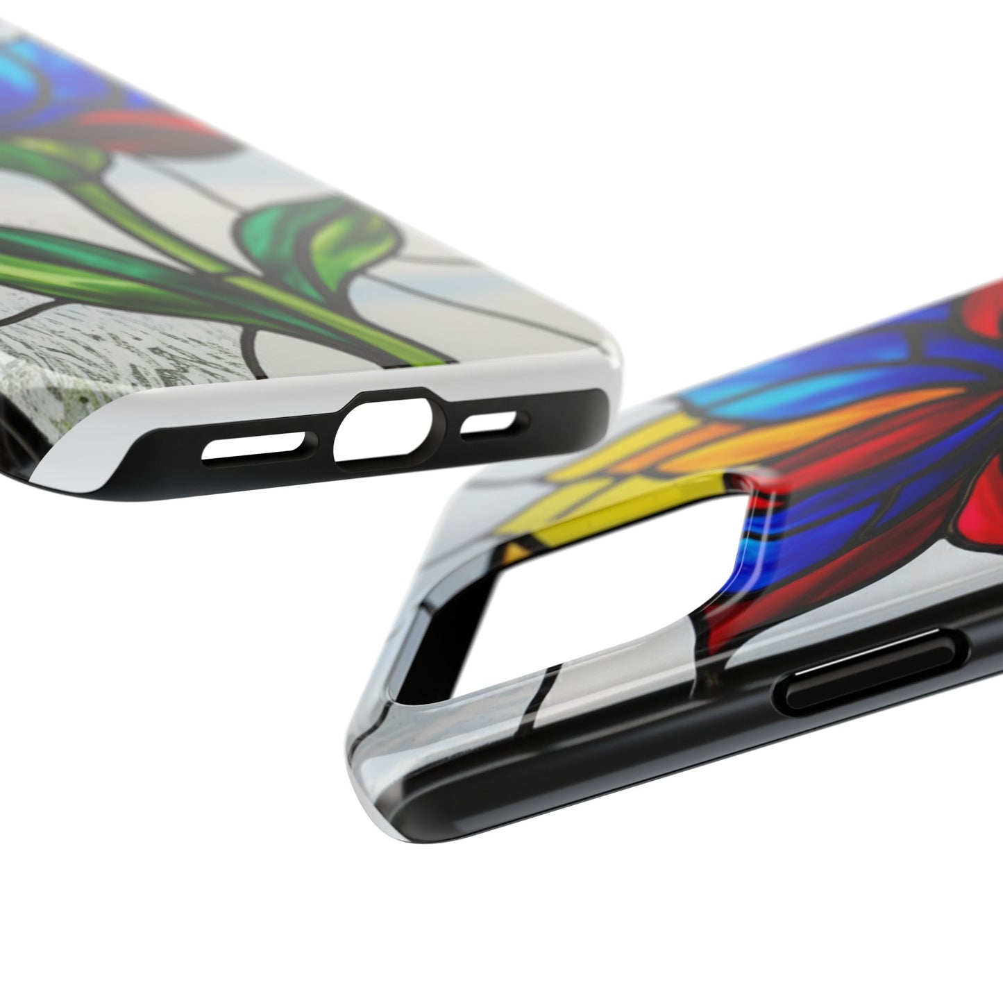 Vibrant Floral Tough Phone Case | Stained Glass Design | Perfect Gift for Nature Lovers, Durable Phone Protection, Stylish Accessory