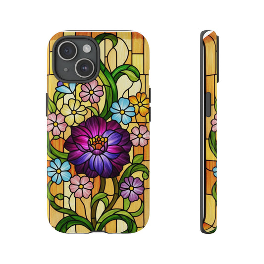 Stained Glass Phone Case - Tough Cases | Floral Design, Unique Gift for Her, Phone Accessory, Sturdy Protection, Spring Decor